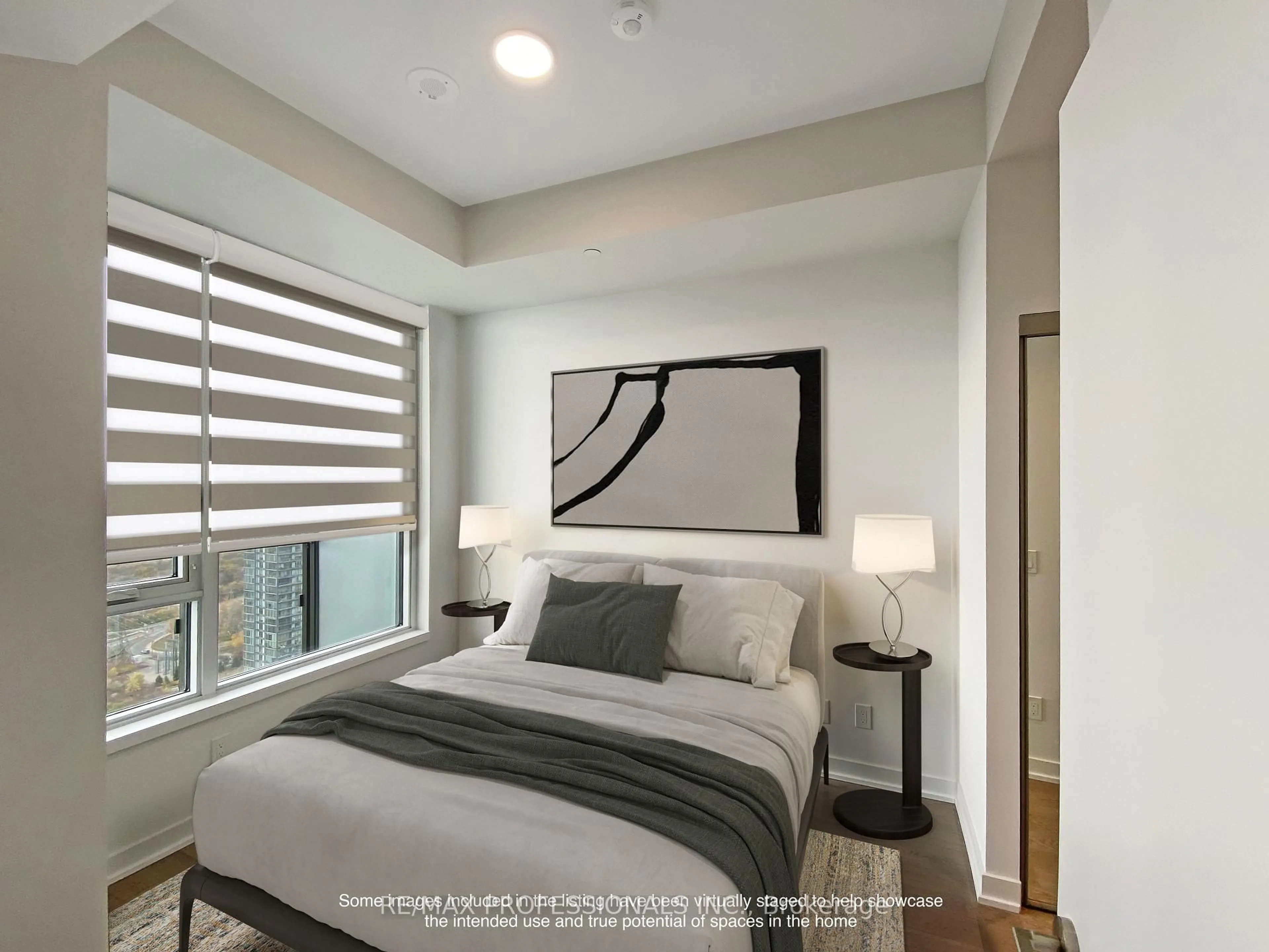 Bedroom with bed, unknown for 1928 Lakeshore Blvd #3210, Toronto Ontario M6S 0B1