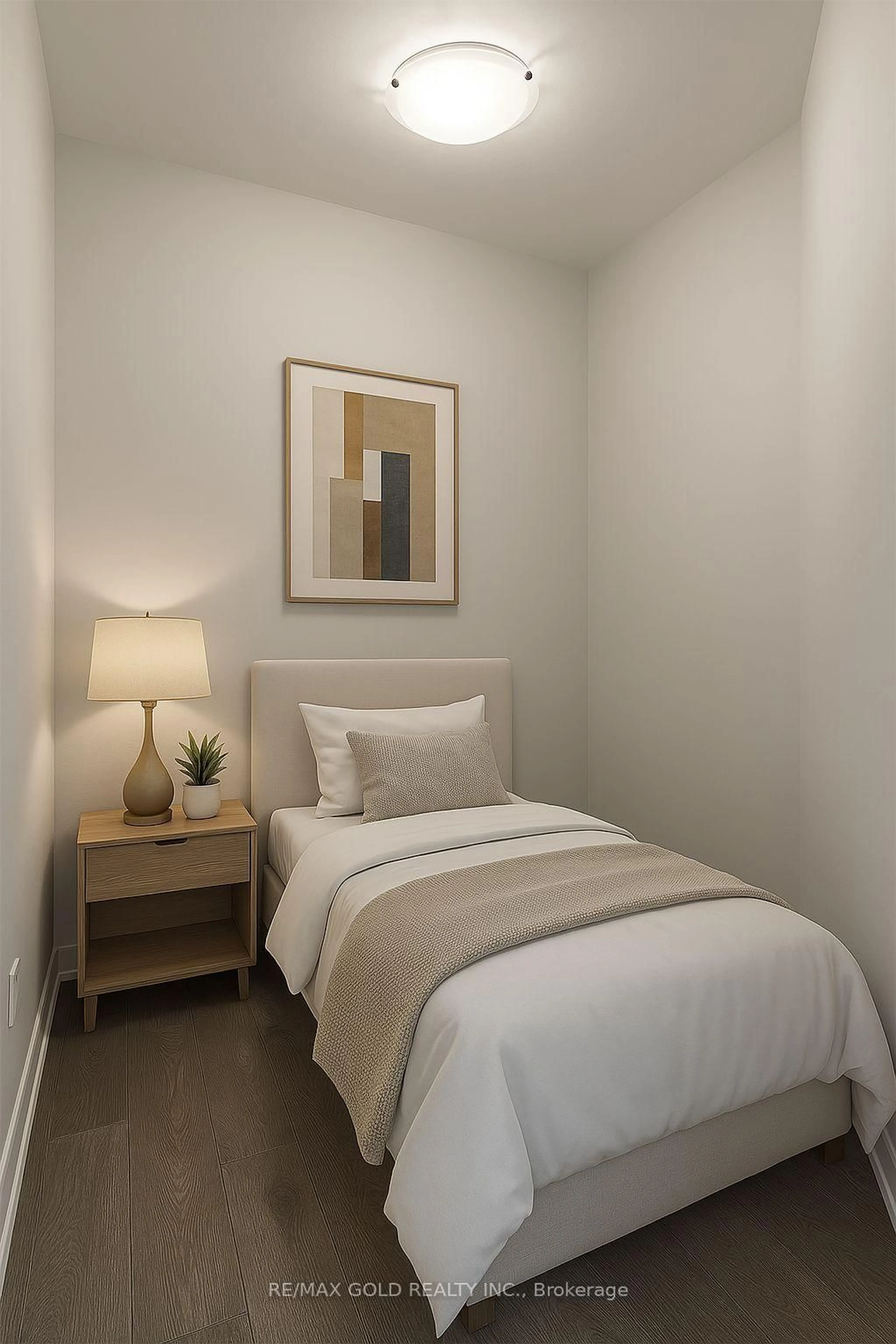 Bedroom with bed, wood/laminate floor for 58 sky harbour Dr #307, Brampton Ontario L6Y 6J1