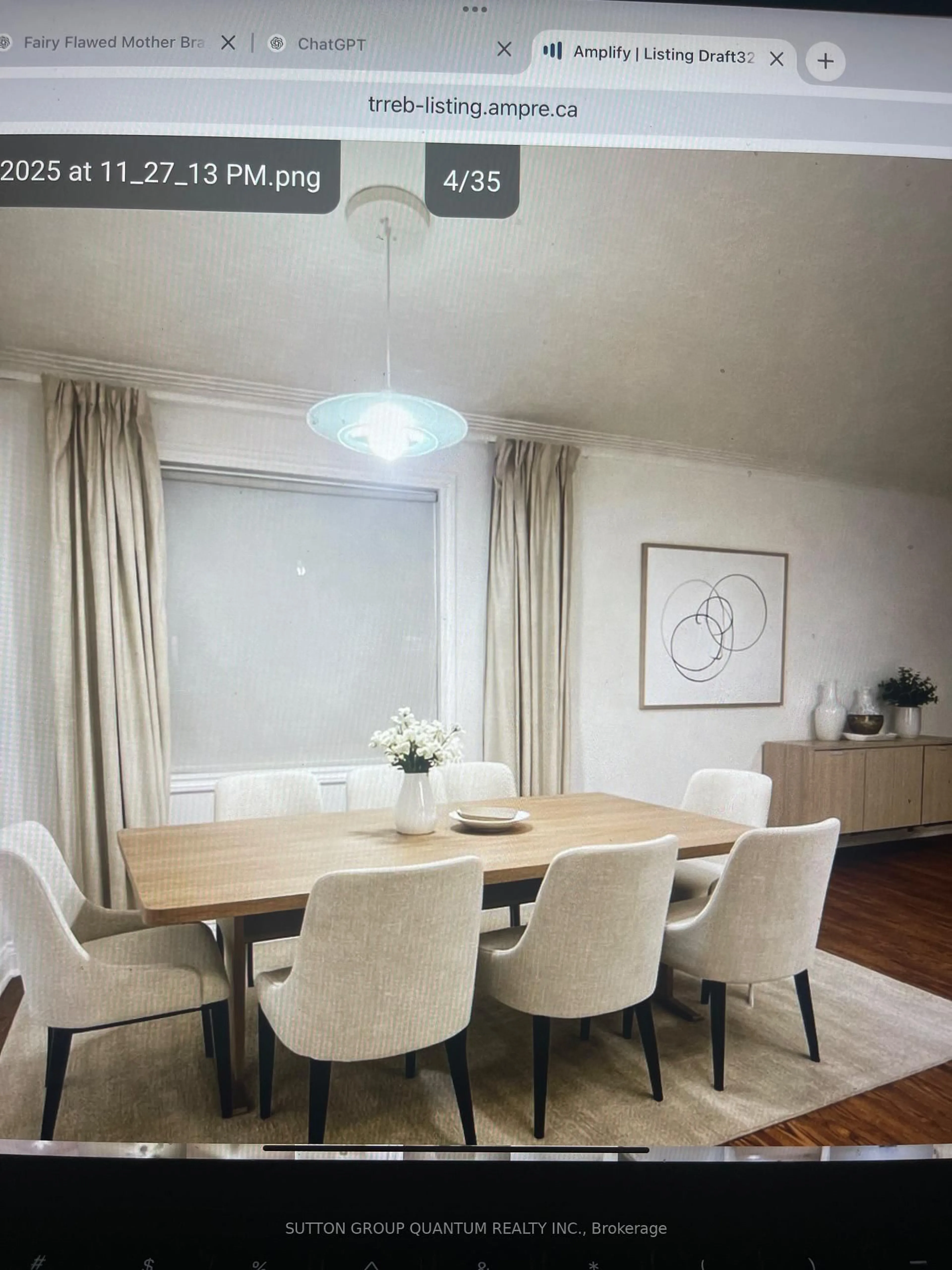 Dining room, wood/laminate floor for 46 Woodlawn Ave, Mississauga Ontario L5G 3K6