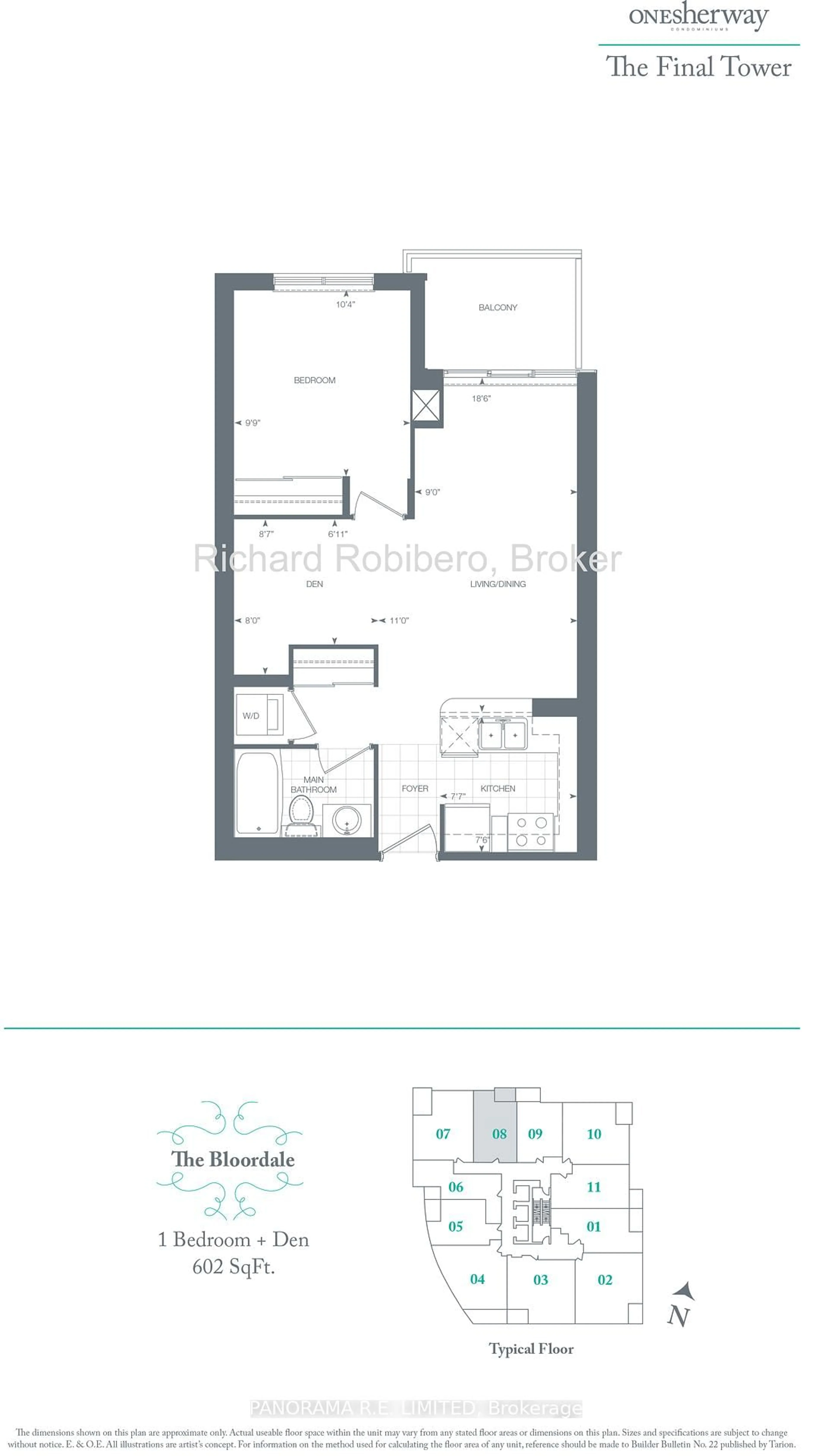 Floor plan for 215 Sherway Gardens Rd #1208, Toronto Ontario M9C 0A4