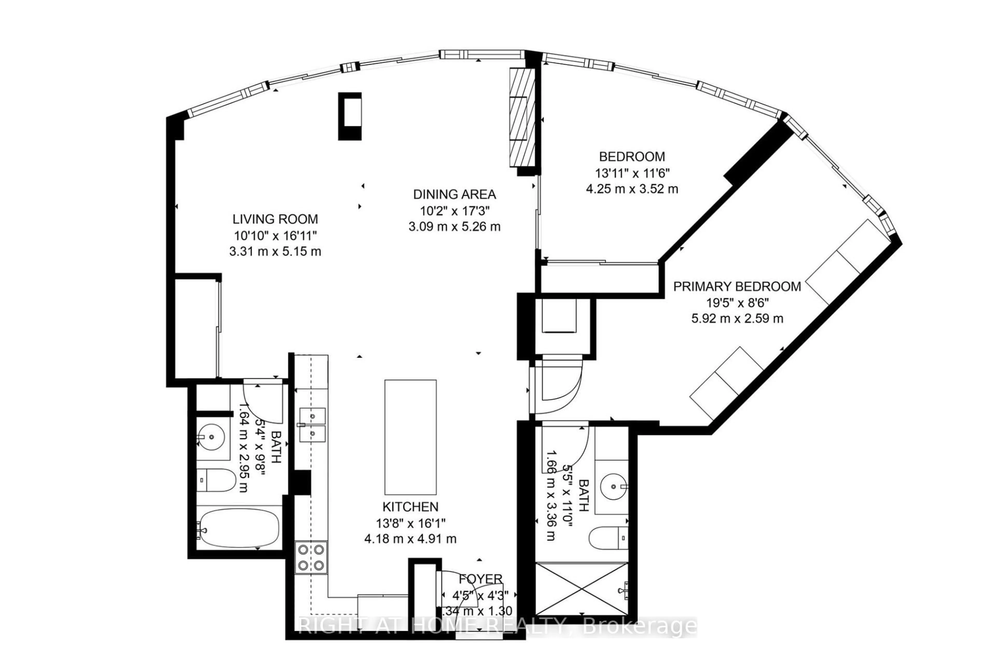 Floor plan for 60 Absolute Ave #3601, Mississauga Ontario L4Z 0A9
