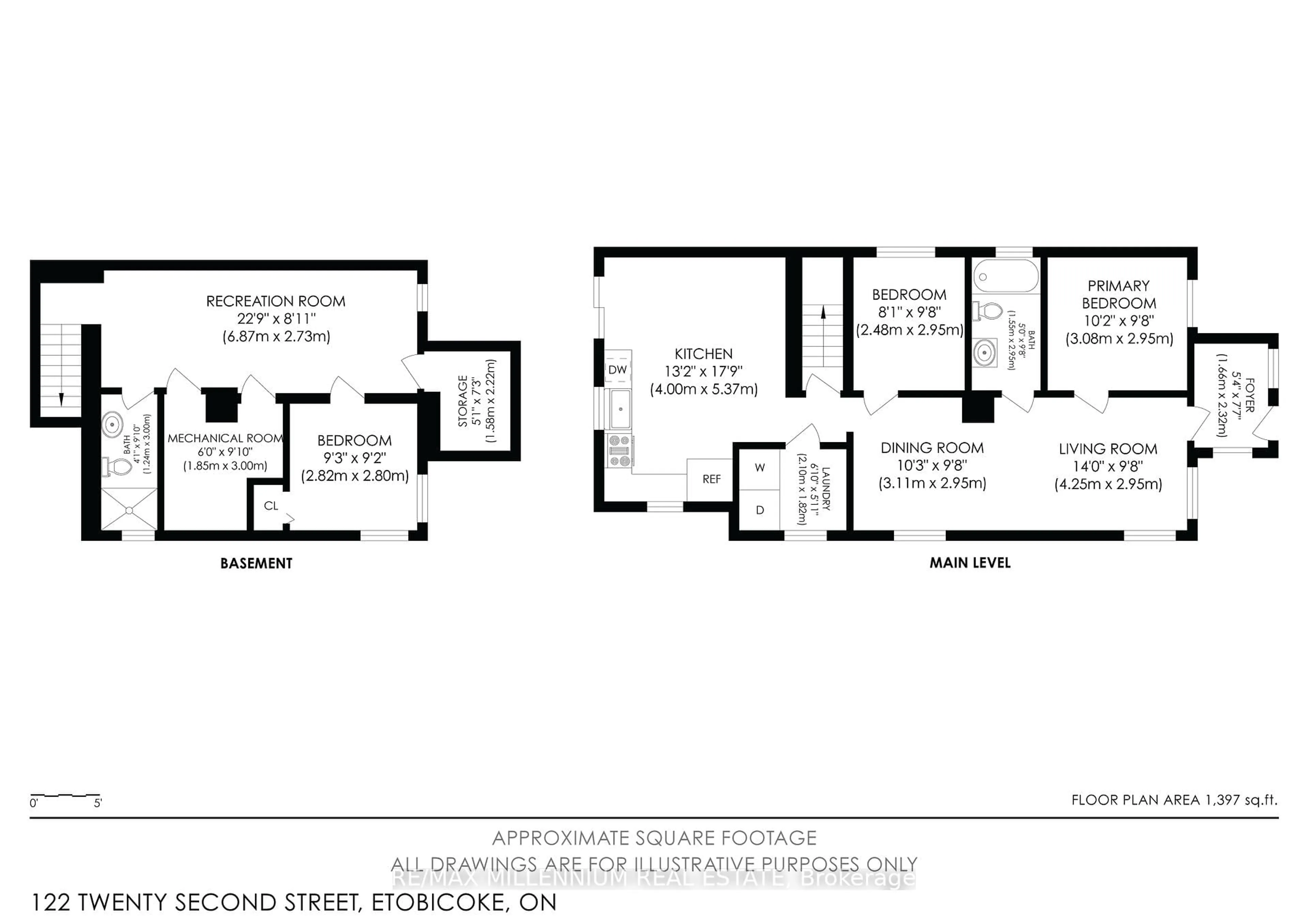 Floor plan for 122 Twenty Second St, Toronto Ontario M8V 3M4