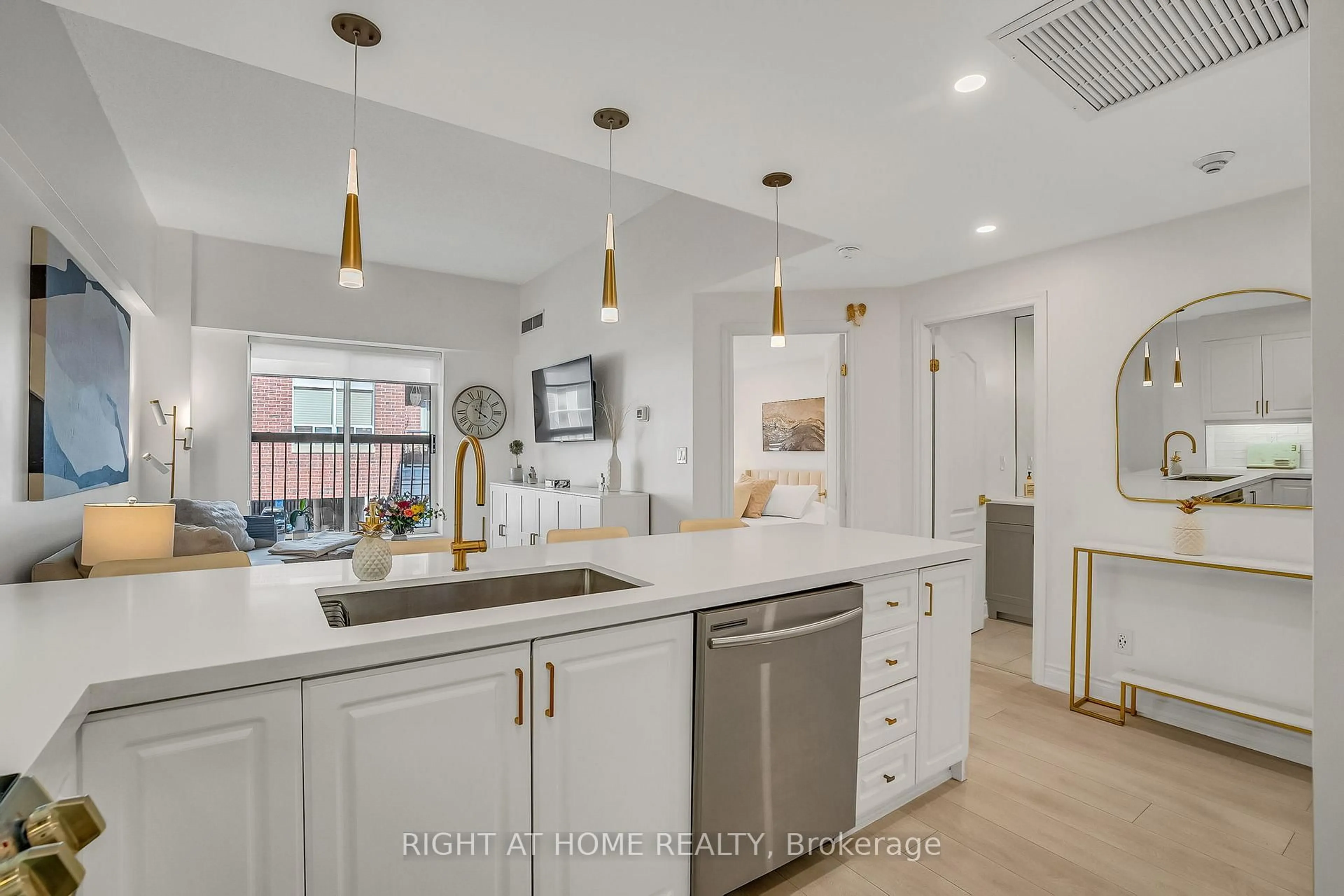 Open concept kitchen, ceramic/tile floor for 4198 Dundas St #205, Toronto Ontario M8X 1Y6