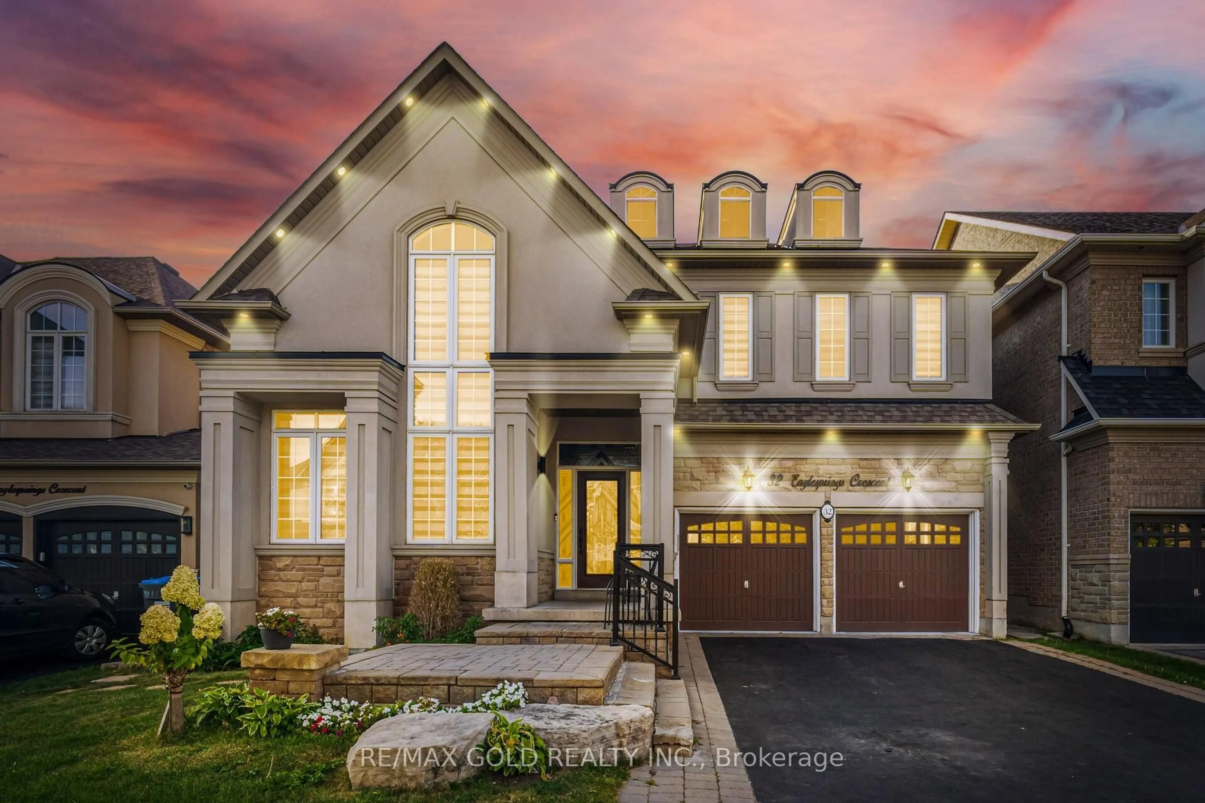 Home with brick exterior material, street for 32 Eaglesprings Cres, Brampton Ontario L6P 2V9