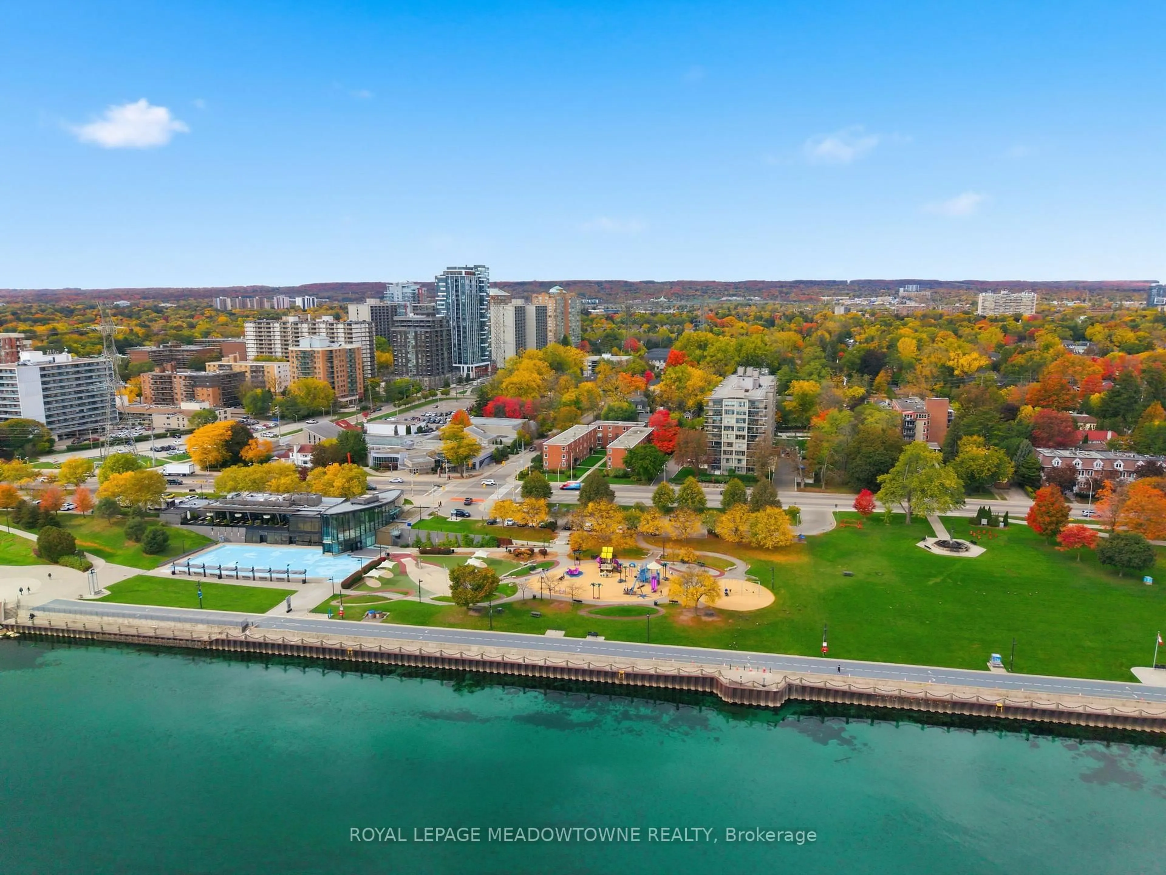 A pic from outside/outdoor area/front of a property/back of a property/a pic from drone, water/lake/river/ocean view for 1351 Lakeshore Rd #15, Burlington Ontario L7S 1B1