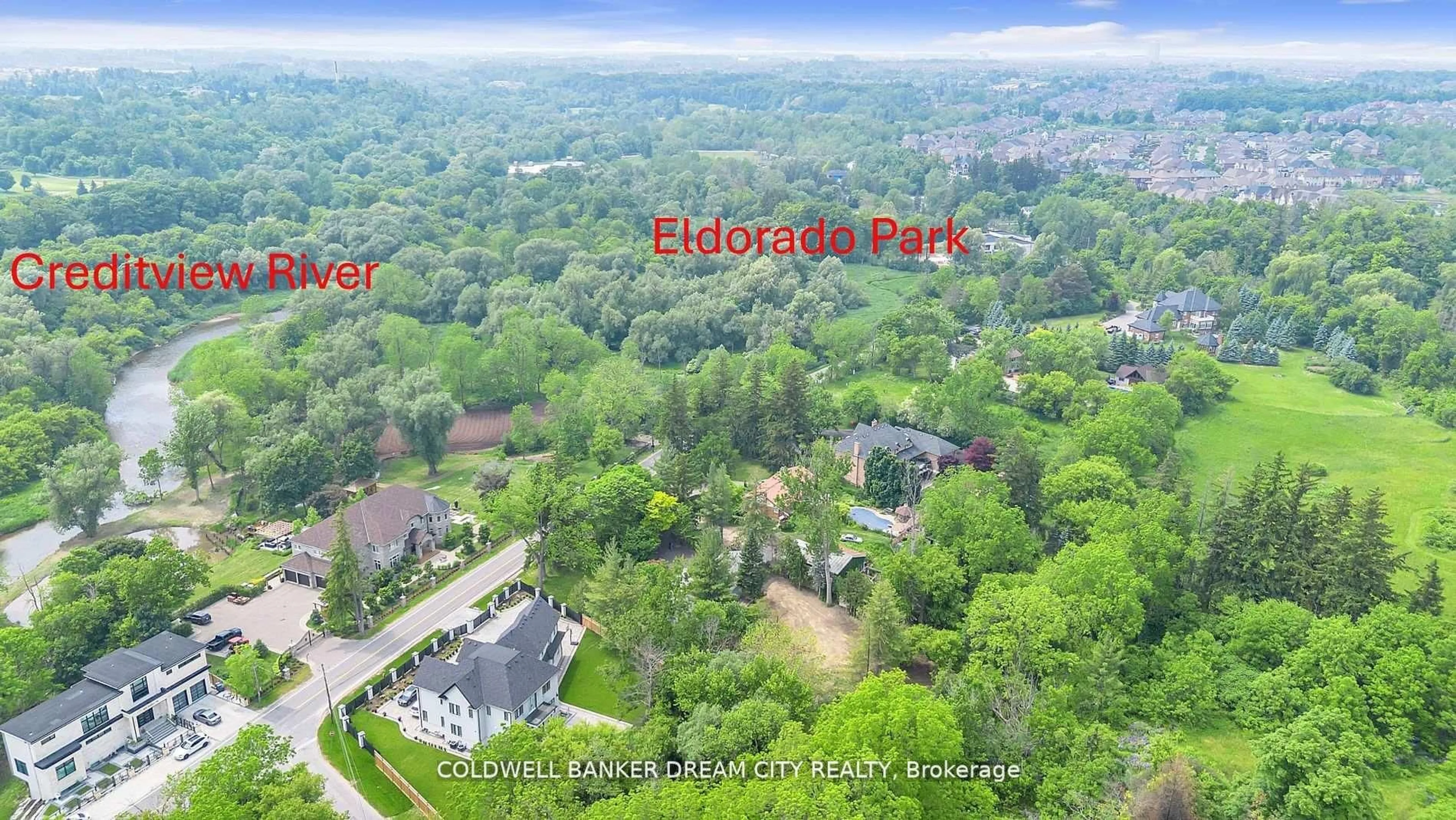 A pic from outside/outdoor area/front of a property/back of a property/a pic from drone, water/lake/river/ocean view for 8295 Creditview Rd, Brampton Ontario L6Y 0G7