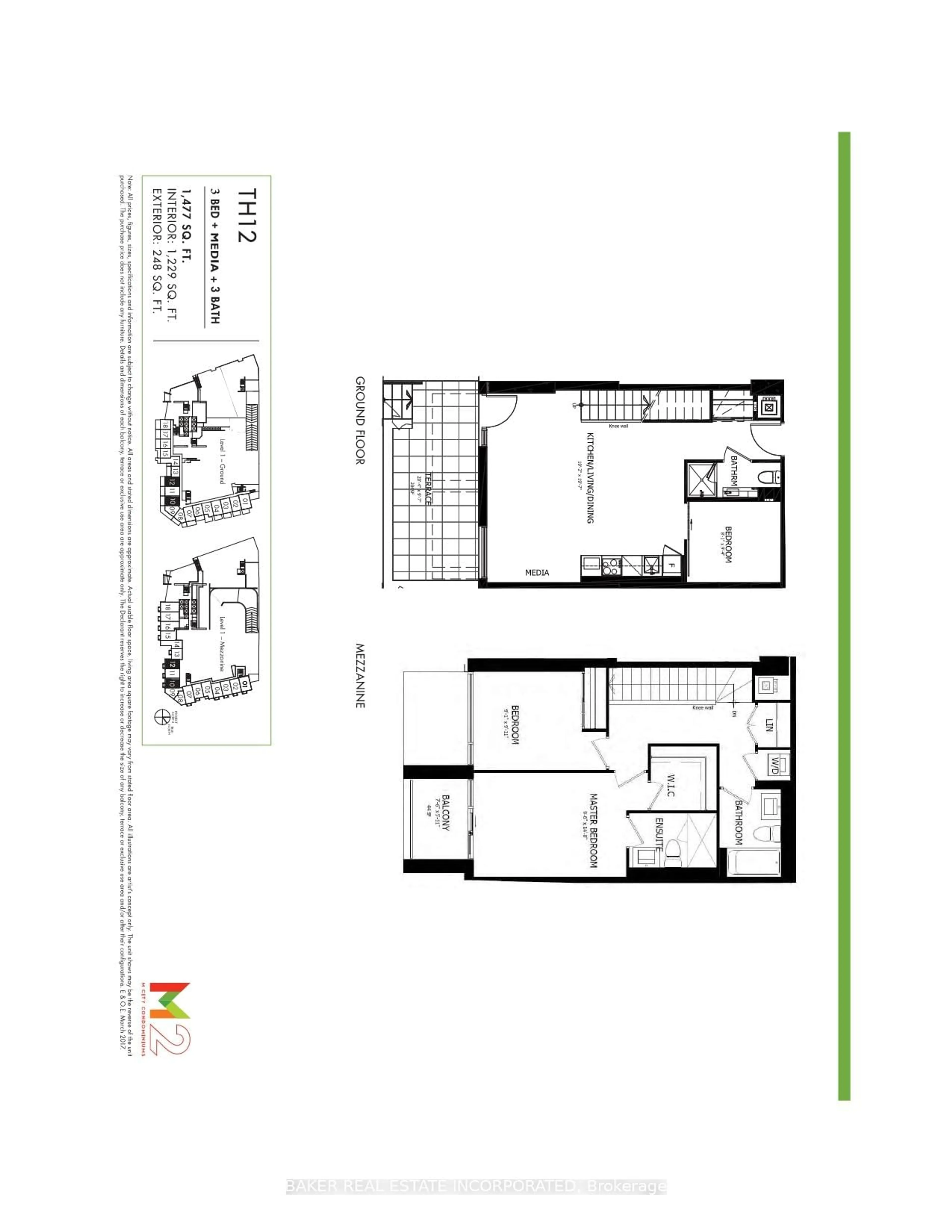 Floor plan for 407 Webb Dr #TH 12, Mississauga Ontario L5B 0M4