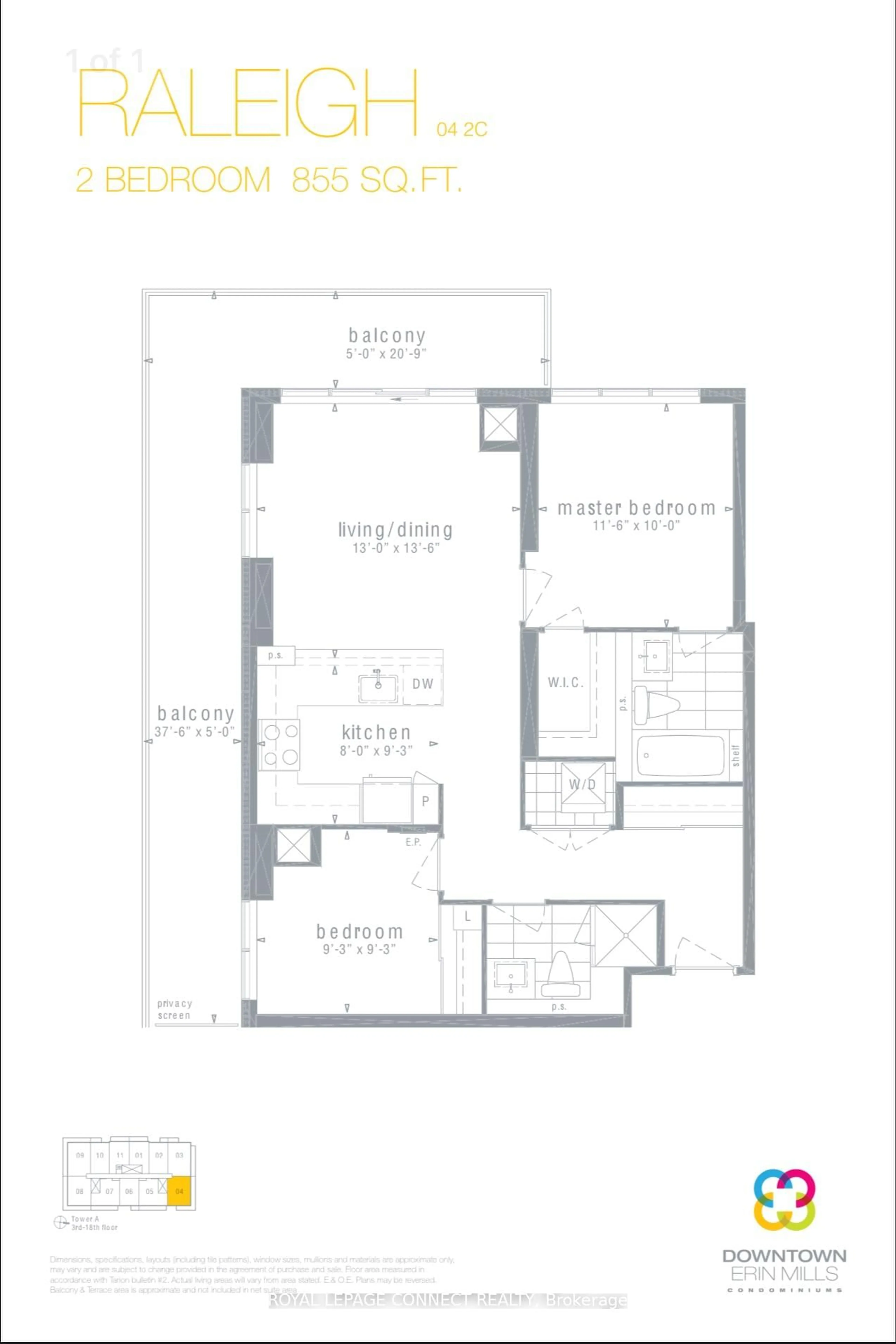 Floor plan for 4633 Glen Erin Dr #Ph04, Mississauga Ontario L5M 0Y6
