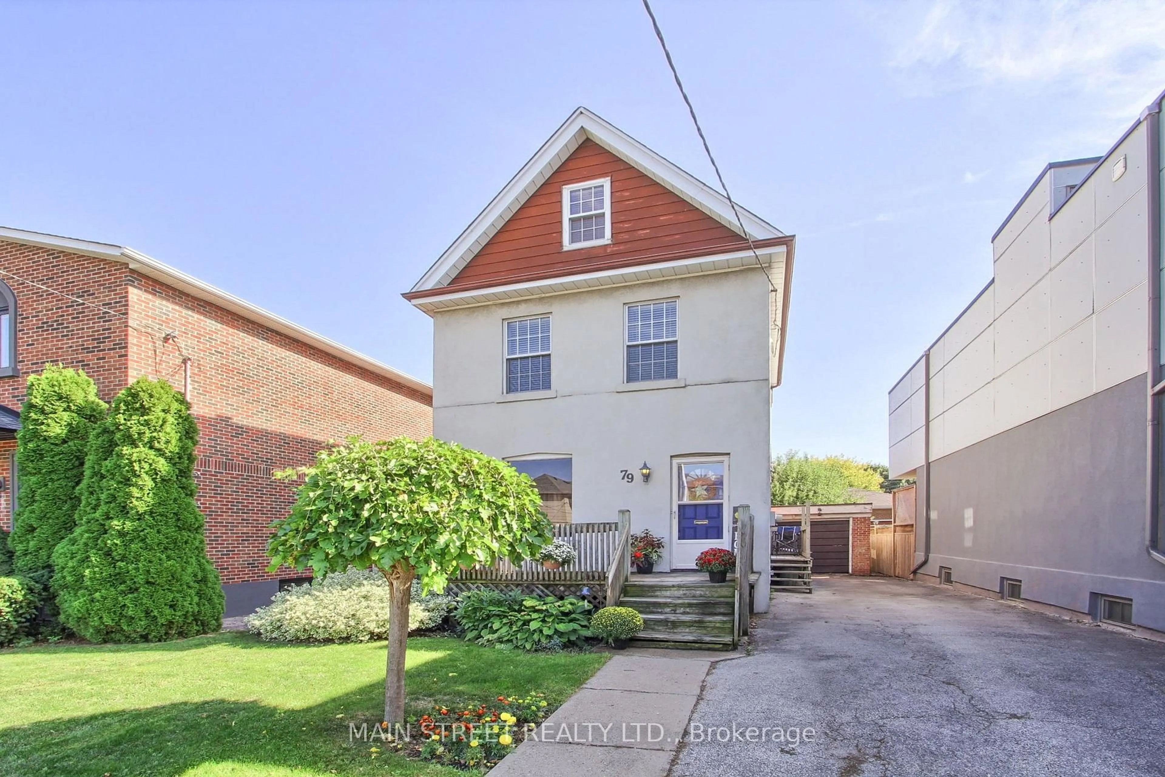 A pic from outside/outdoor area/front of a property/back of a property/a pic from drone, street for 79 Simpson Ave, Toronto Ontario M8Z 1E4