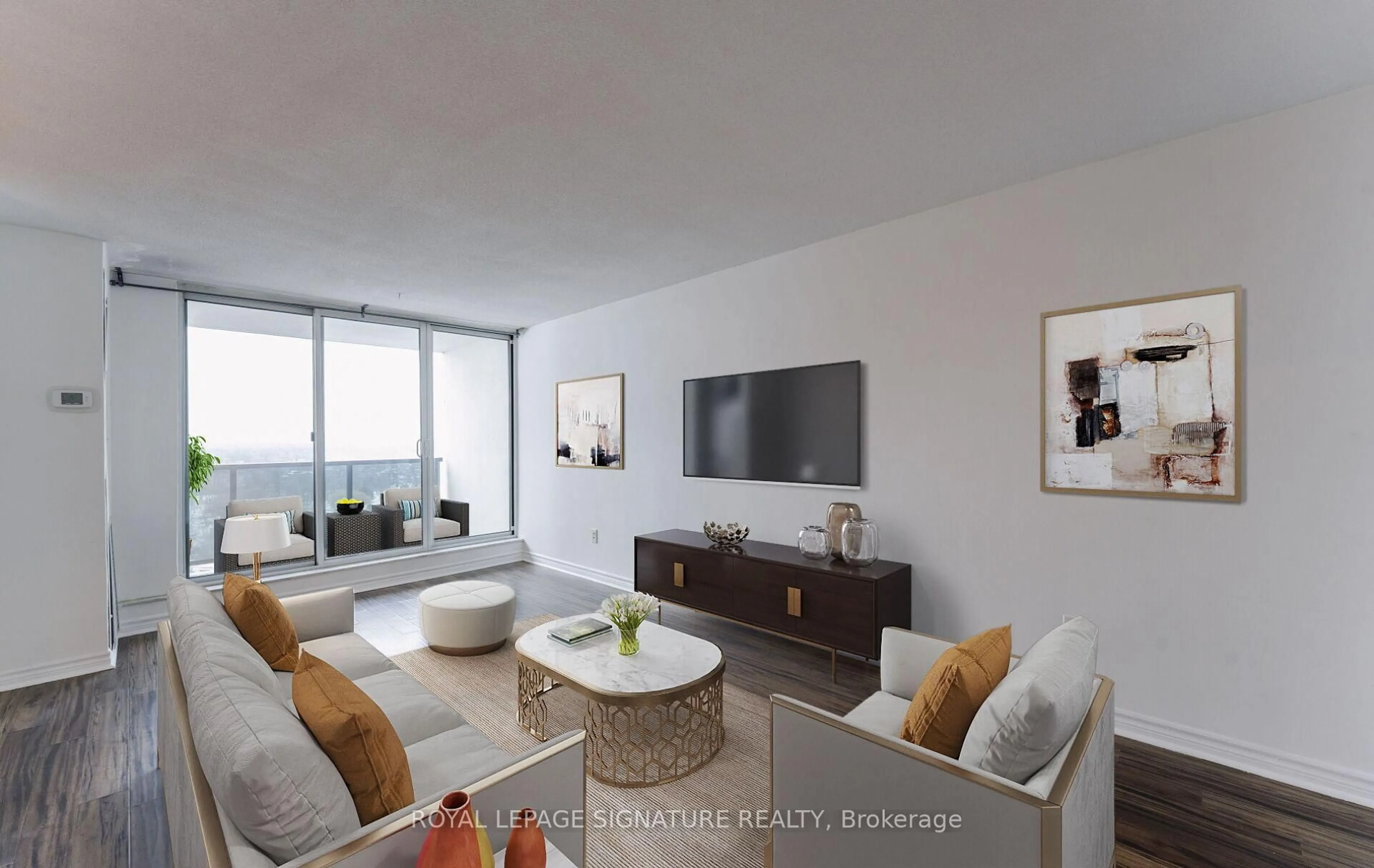 Living room with furniture, unknown for 85 Emmett Ave #2011, Toronto Ontario M6M 5A2