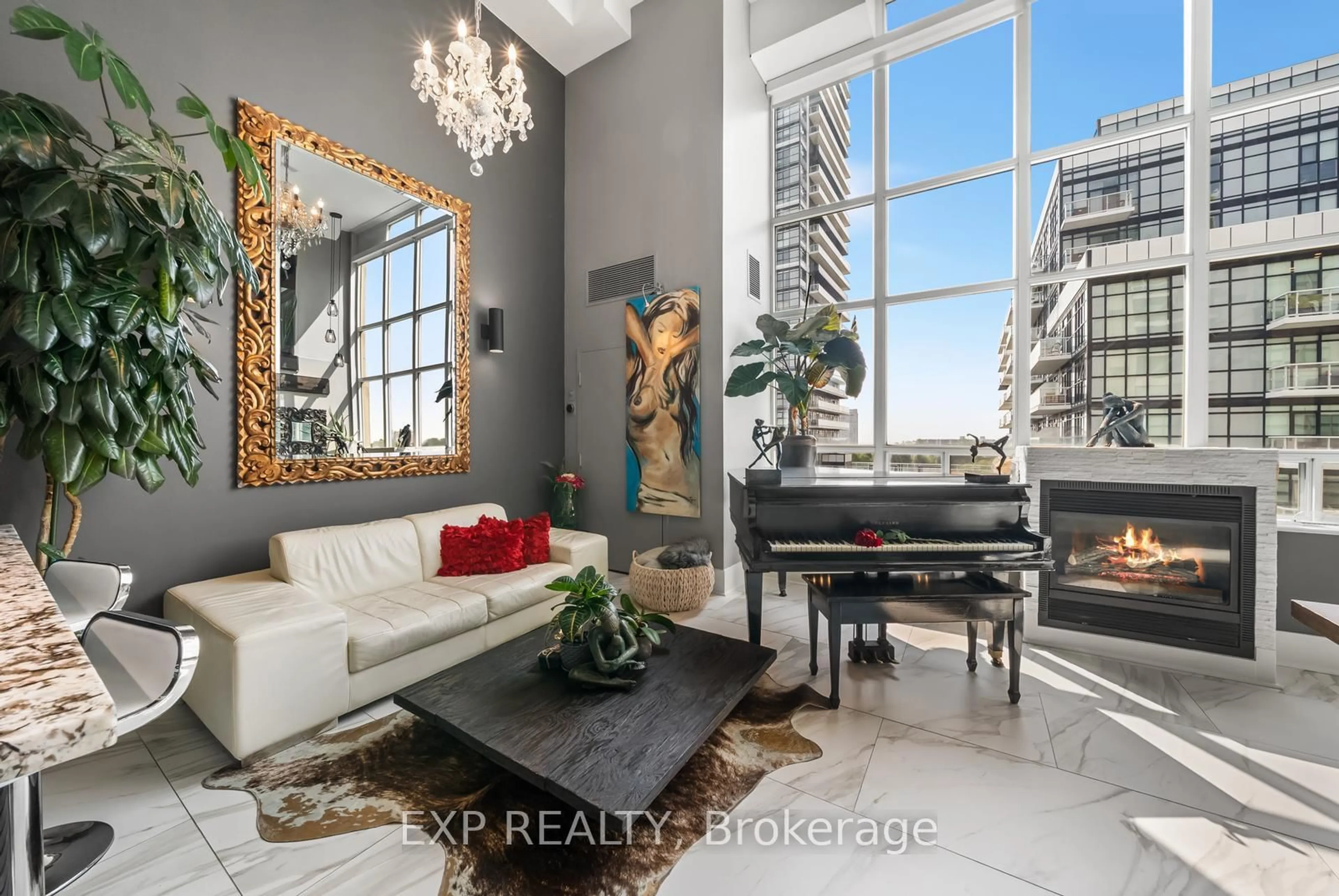 Living room with furniture, unknown for 300 Manitoba St #PH416, Toronto Ontario M8Y 4G6