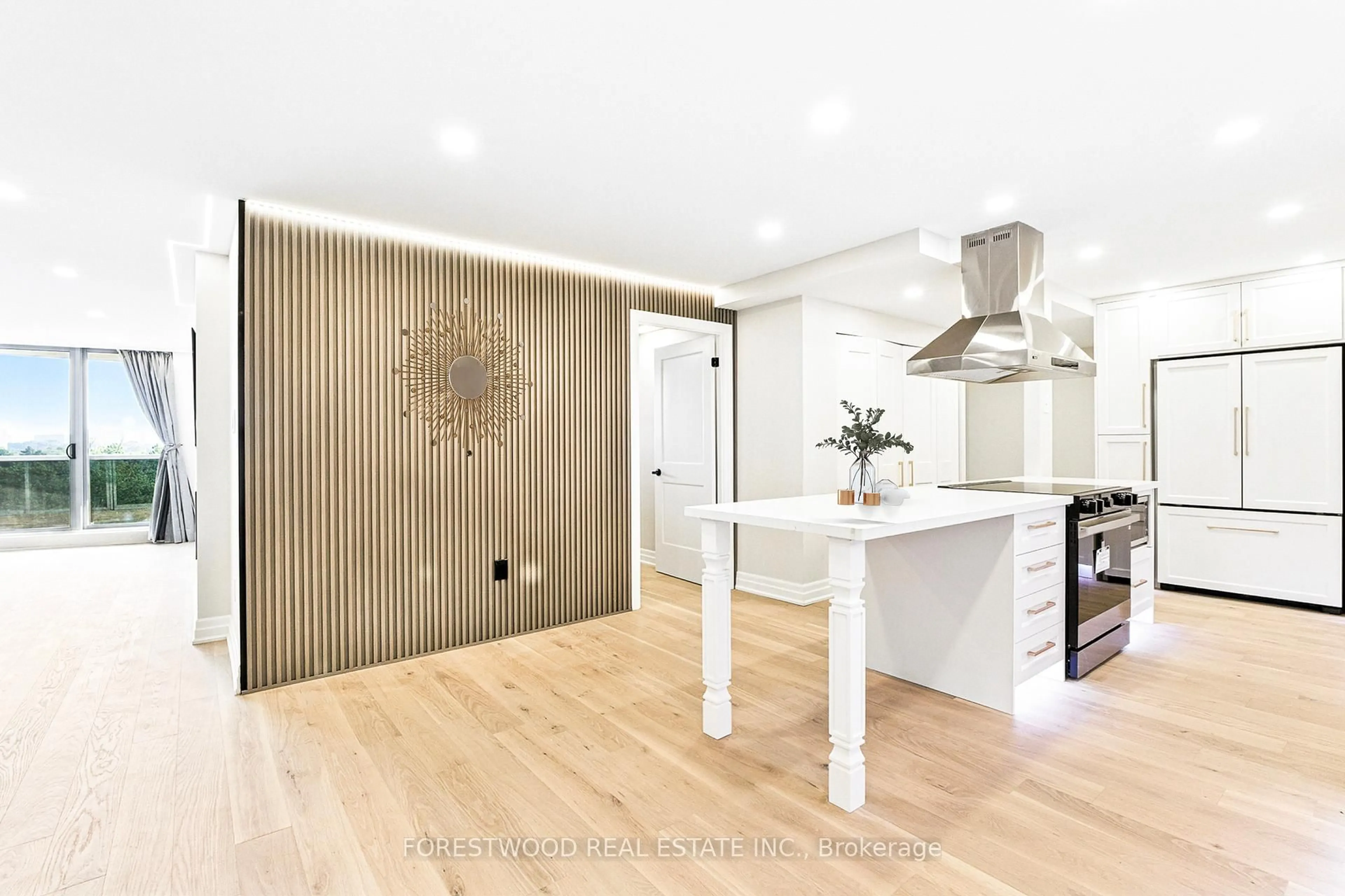 Contemporary kitchen, wood/laminate floor for 299 Mill Rd #706, Toronto Ontario M9C 4V9