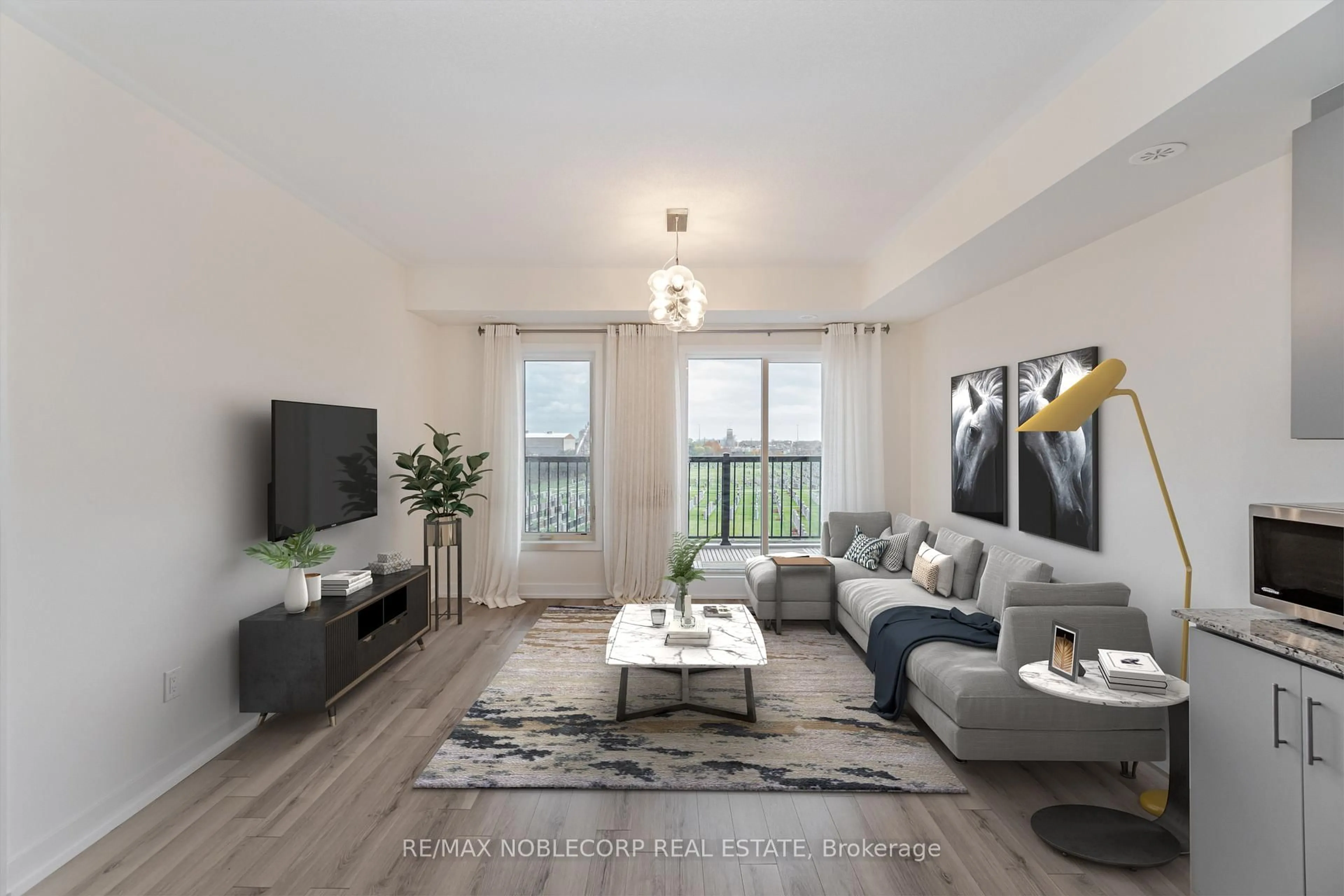 Living room with furniture, wood/laminate floor for 39 John Perkins Bull Dr #22, Toronto Ontario M3K 0C3