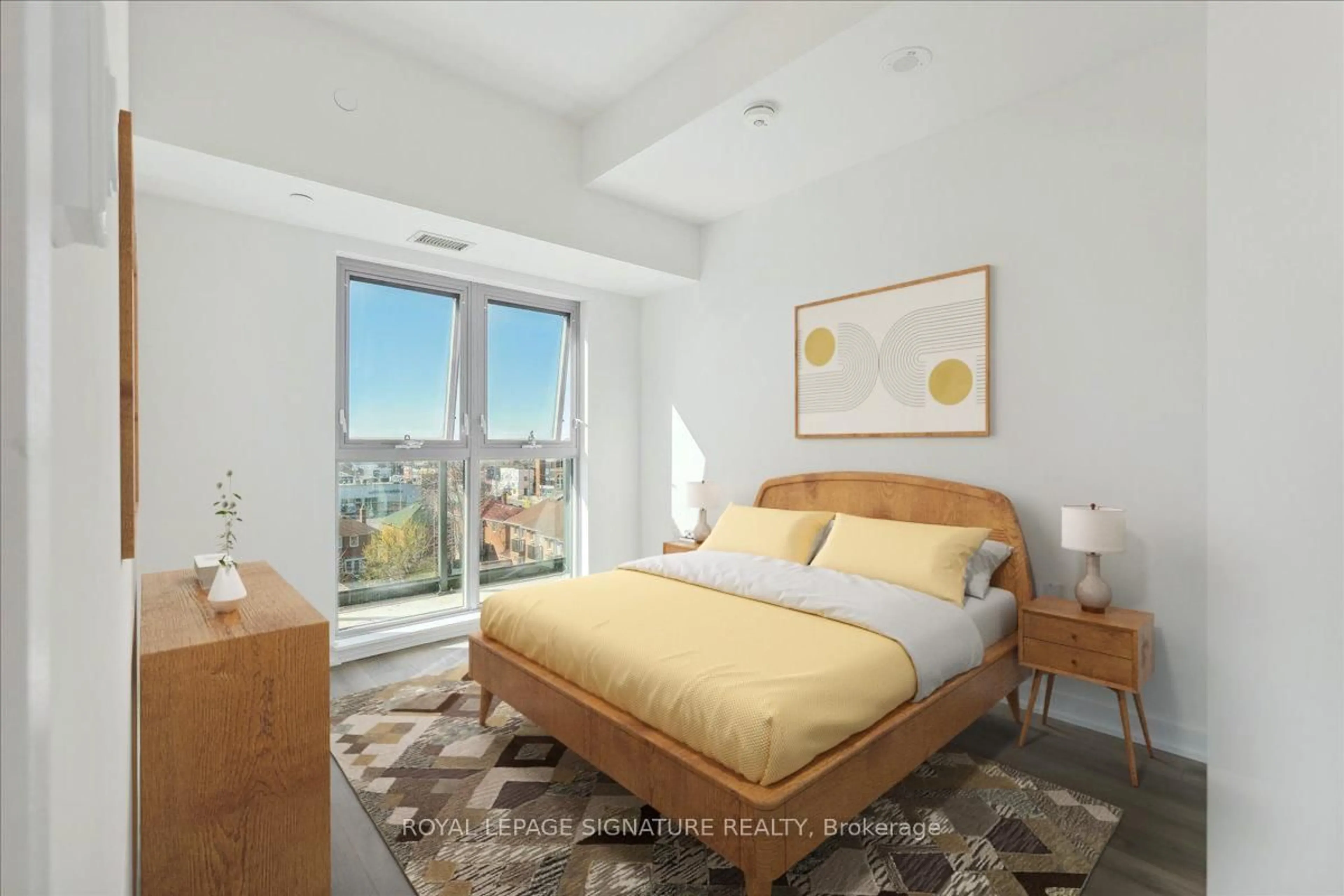 Bedroom with bed, unknown for 2433 Dufferin St #701, Toronto Ontario M6E 3T3