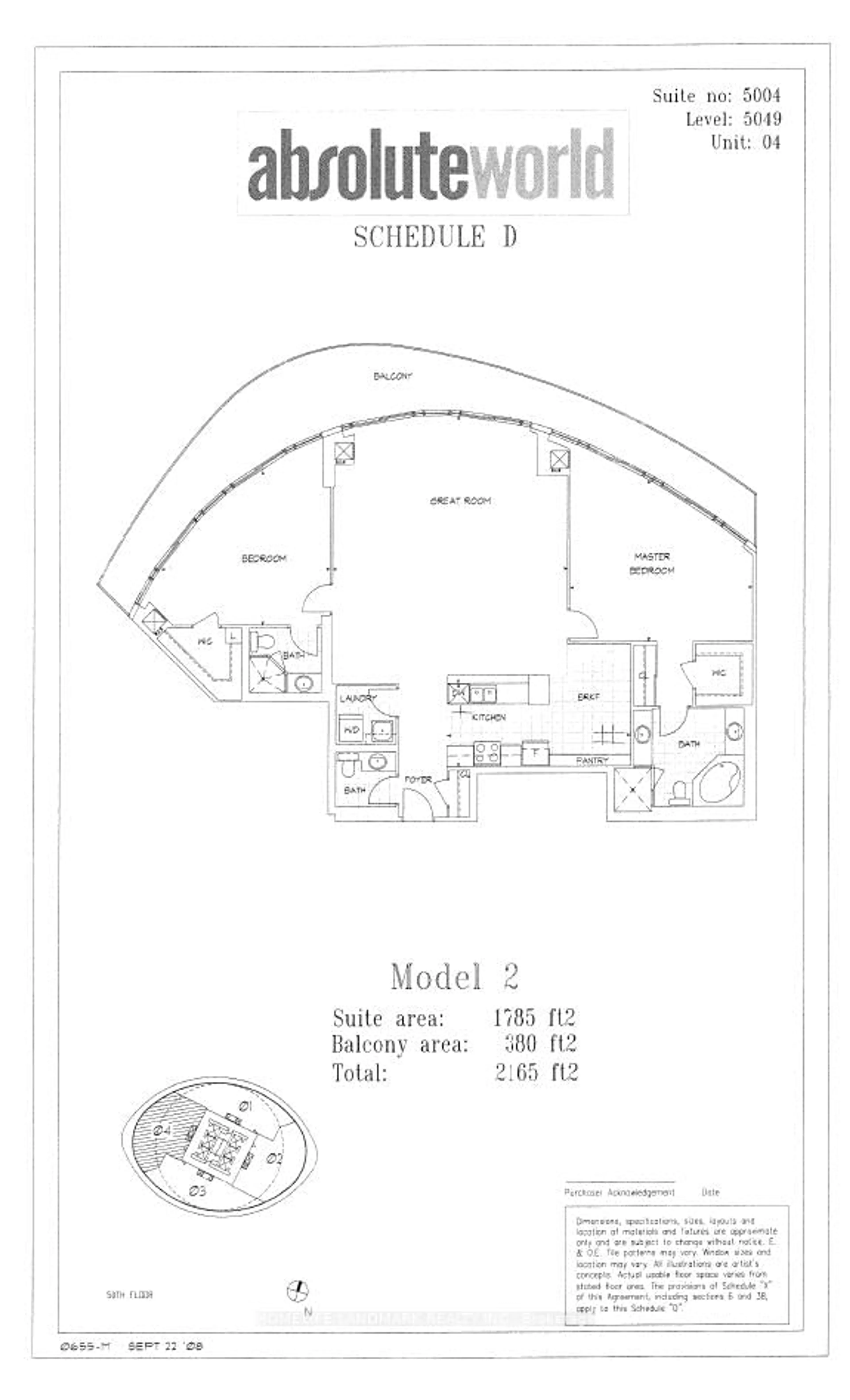Floor plan for 50 Absolute Ave #Ph5004, Mississauga Ontario L4Z 0A8