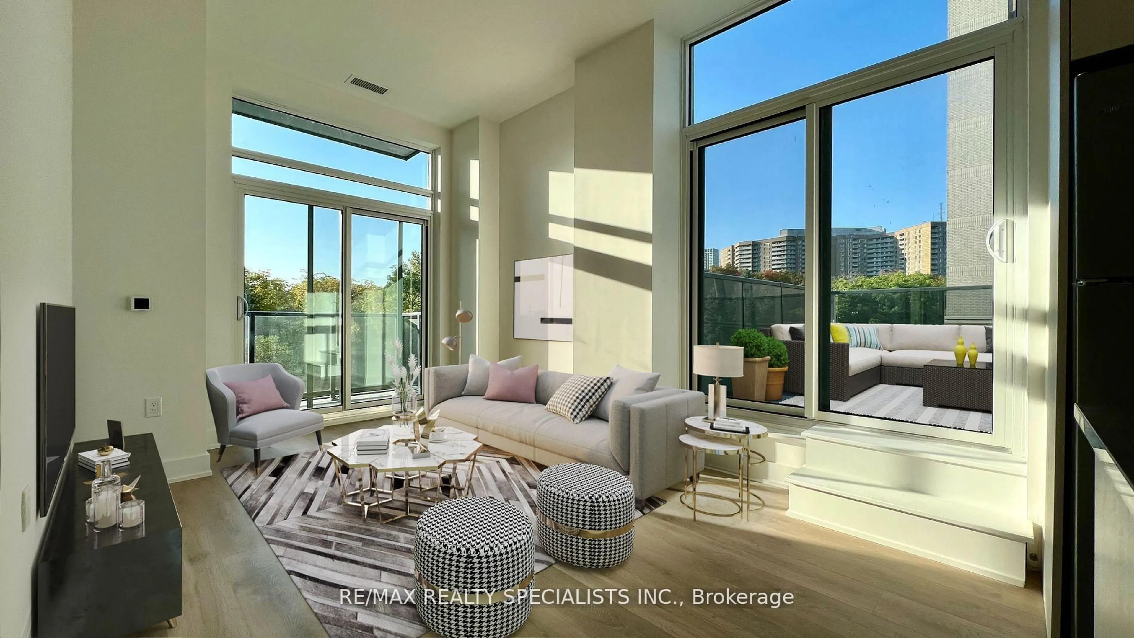 Living room with furniture, unknown for 202 Burnhamthorpe Rd #302, Mississauga Ontario L5A 4L4