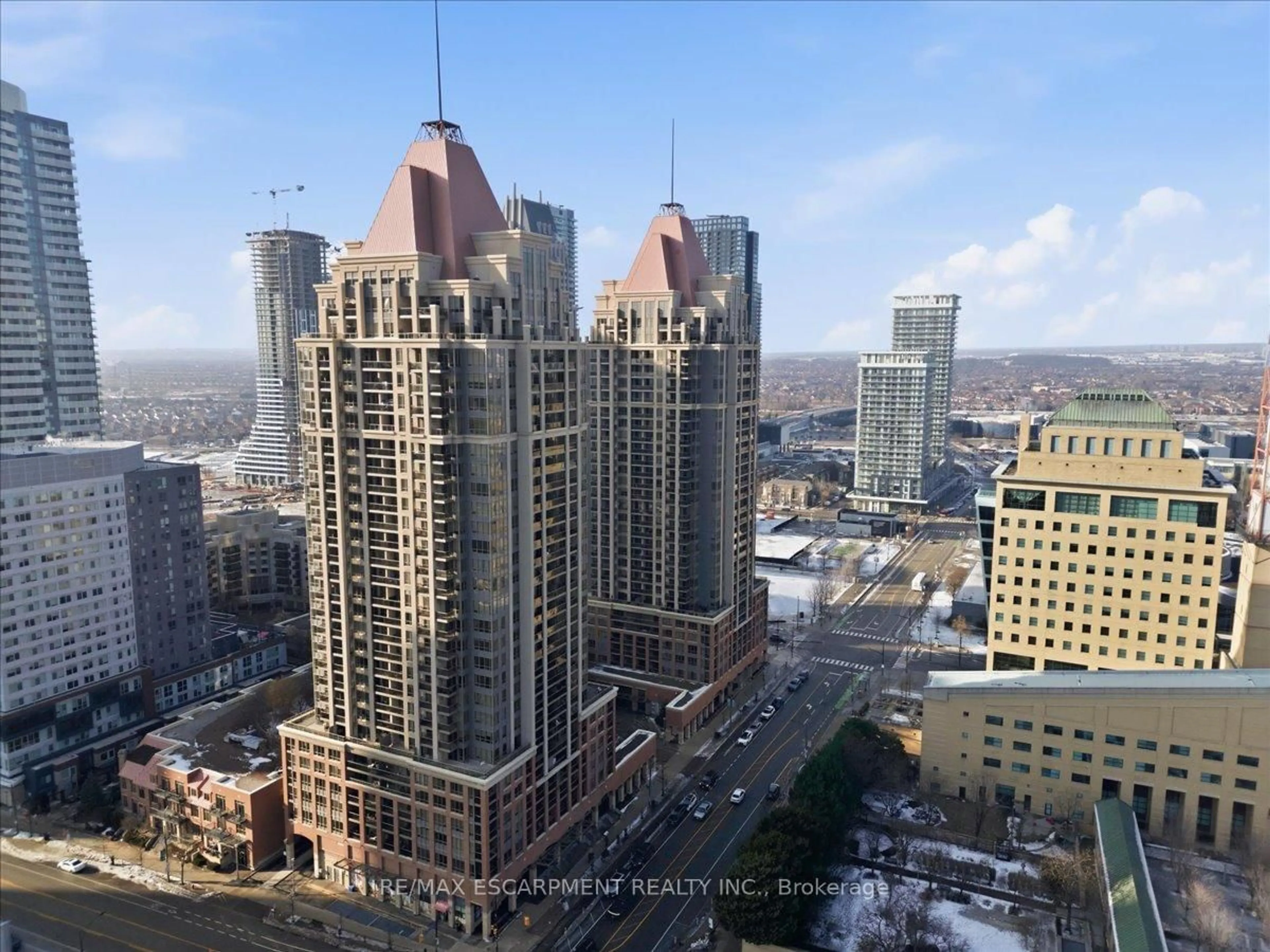 A pic from outside/outdoor area/front of a property/back of a property/a pic from drone, city buildings view from balcony for 4080 Living Arts Dr #3103, Mississauga Ontario L5B 4N3