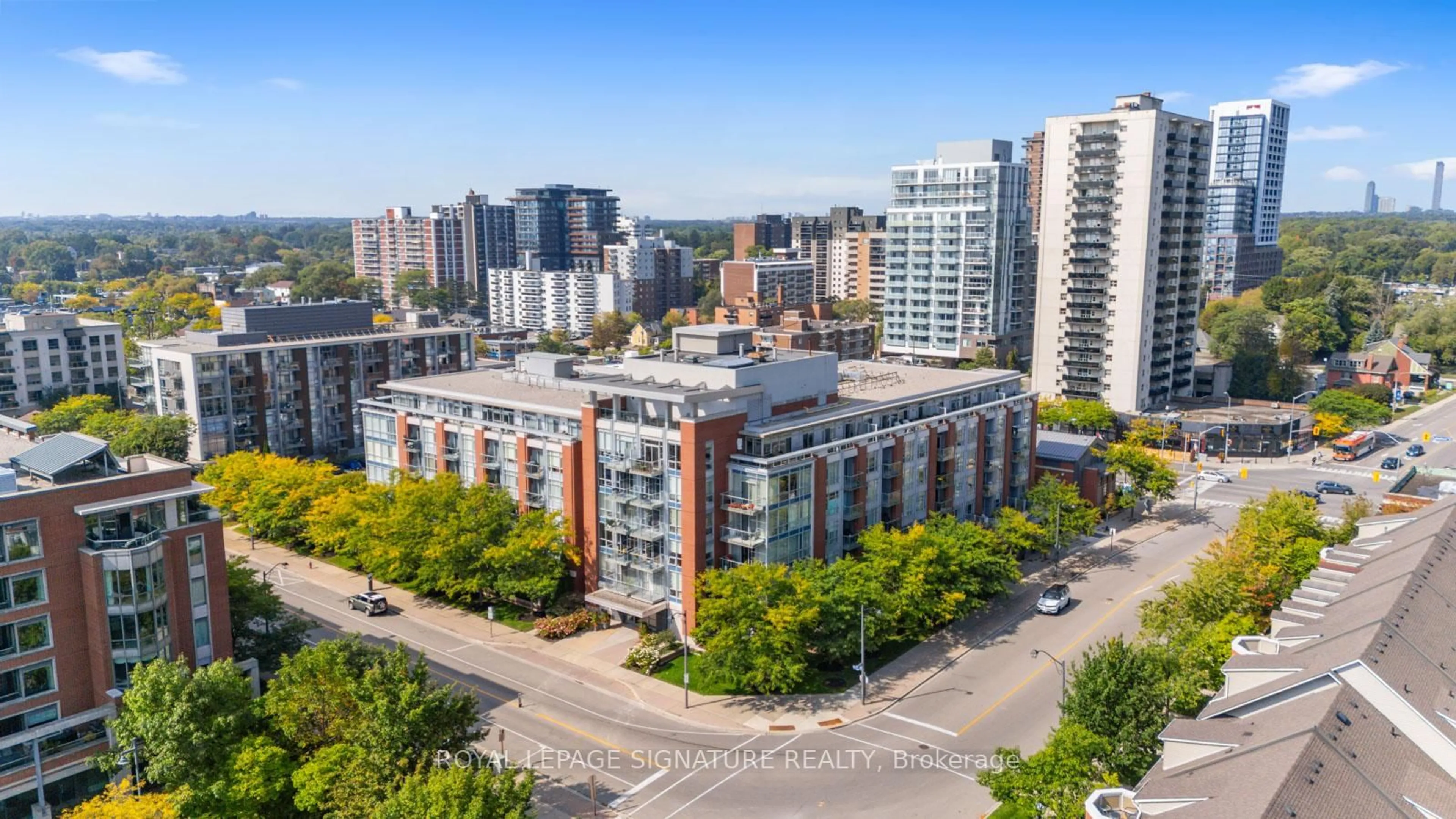 A pic from outside/outdoor area/front of a property/back of a property/a pic from drone, city buildings view from balcony for 80 Port St #407, Mississauga Ontario L5G 4V6