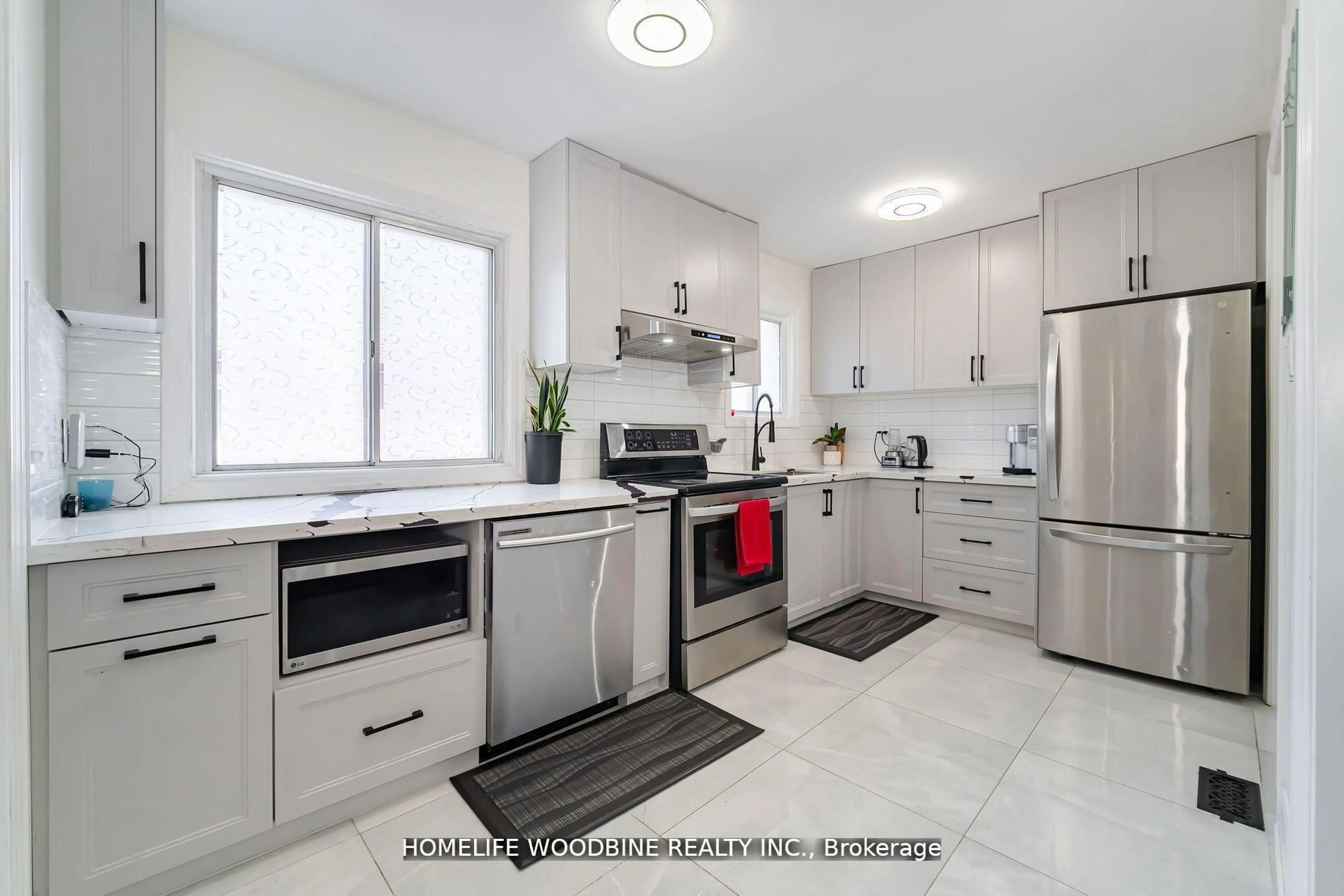 Contemporary kitchen, ceramic/tile floor for 67 Allenby Ave, Toronto Ontario M9W 1S7