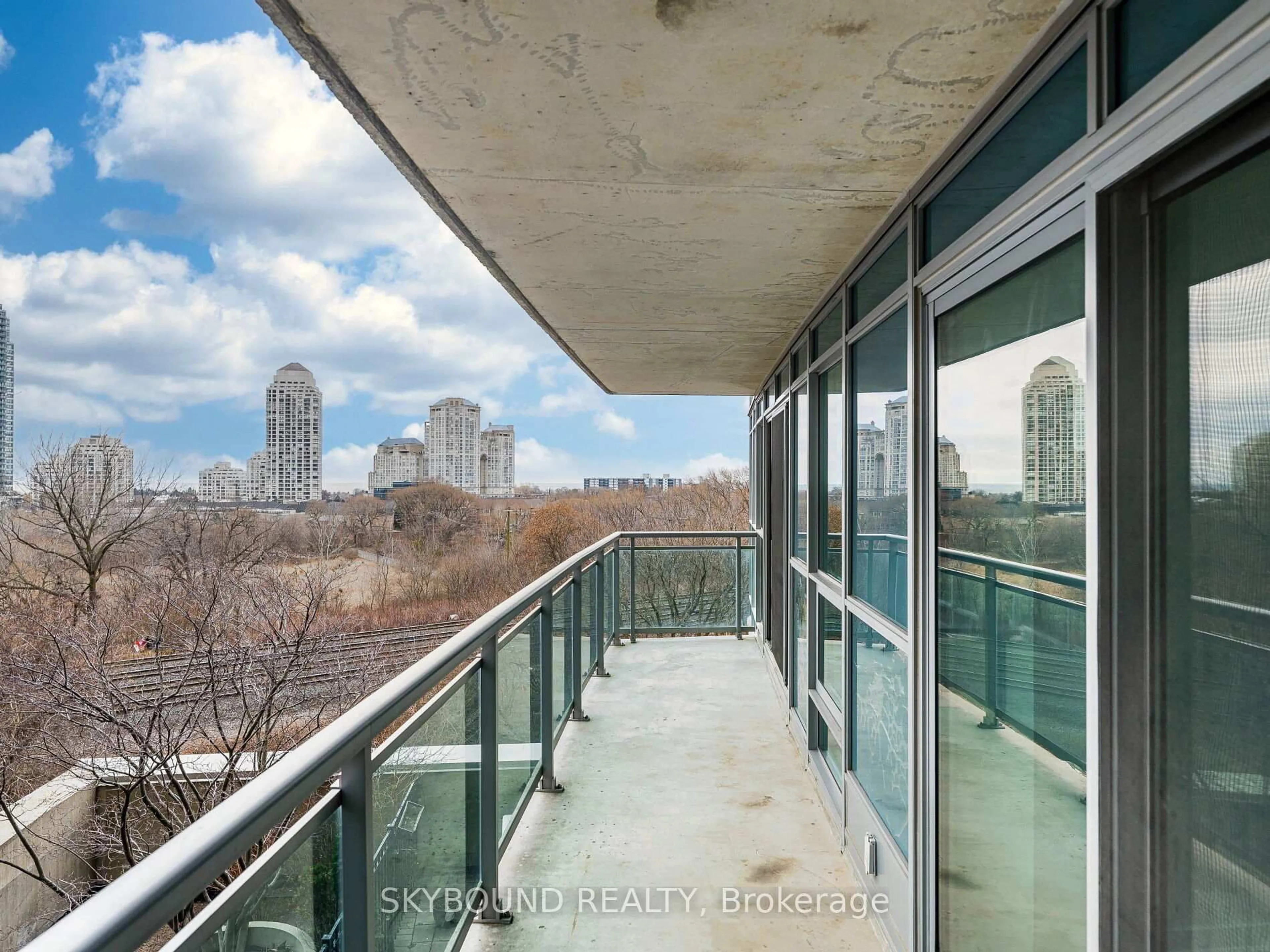 Balcony in the apartment, city buildings view from balcony for 155 Legion Rd #503, Toronto Ontario M8Y 0A7