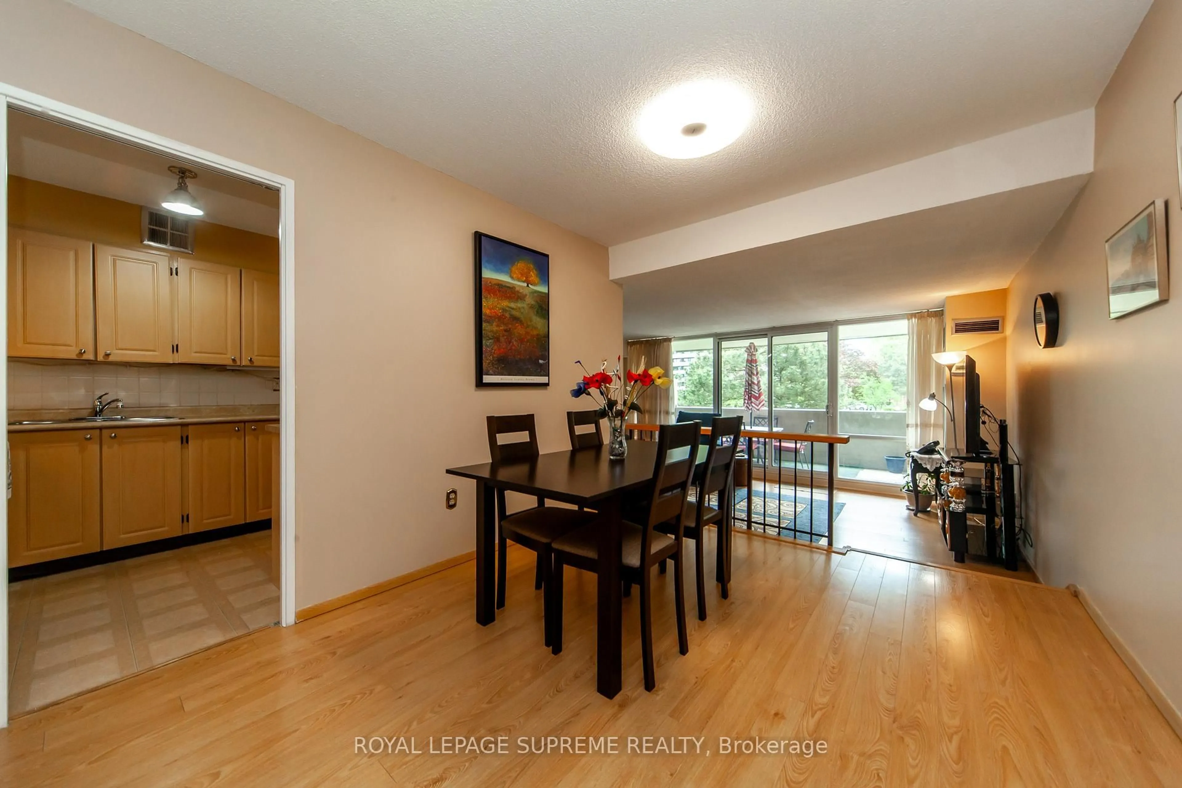 Dining room, wood/laminate floor for 270 Scarlett Rd #205, Toronto Ontario M6N 4X7