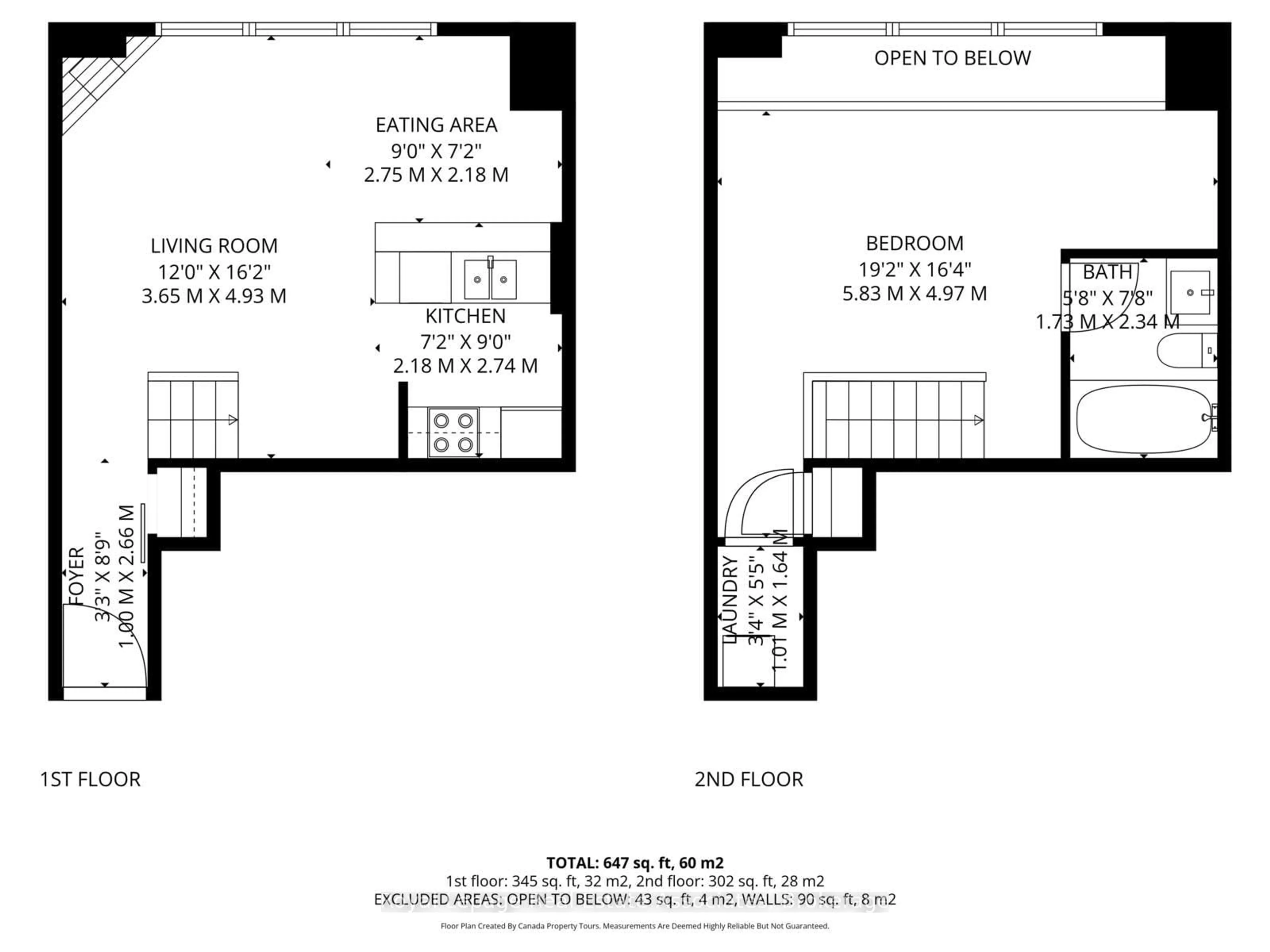 Floor plan for 200 Manitoba St #433, Toronto Ontario M8Y 3Y9