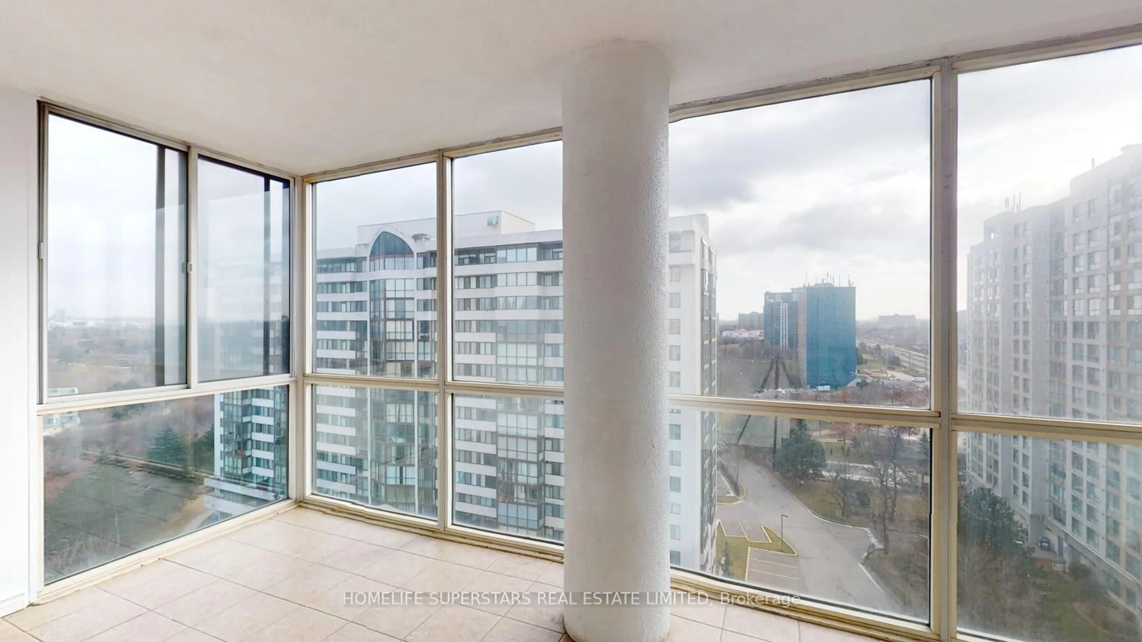 Balcony in the apartment, city buildings view from balcony for 10 Markbrook Lane #1204, Toronto Ontario M9V 5E3