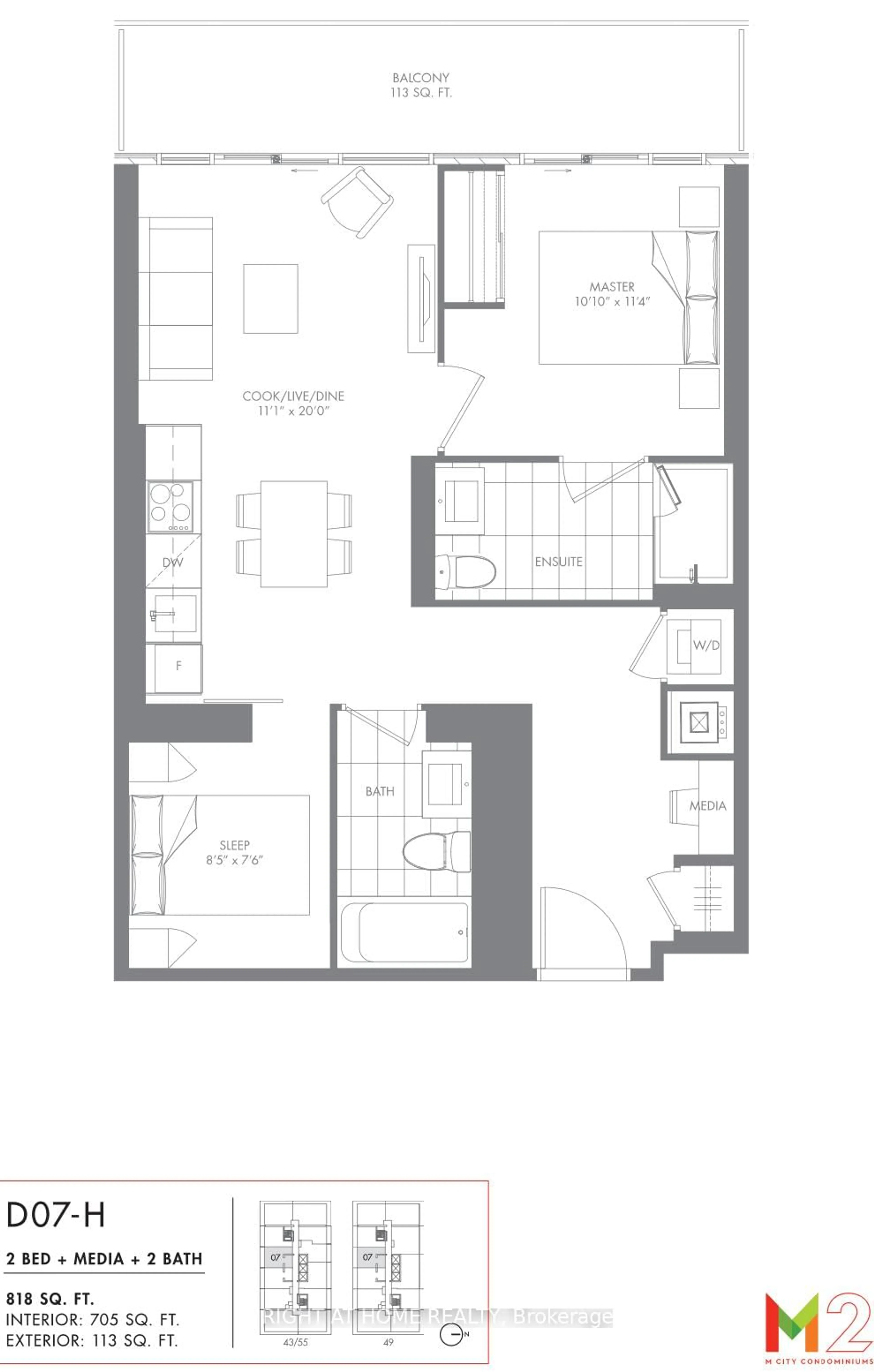 Floor plan for 3883 Quartz Rd #5507, Mississauga Ontario L5B 0M4