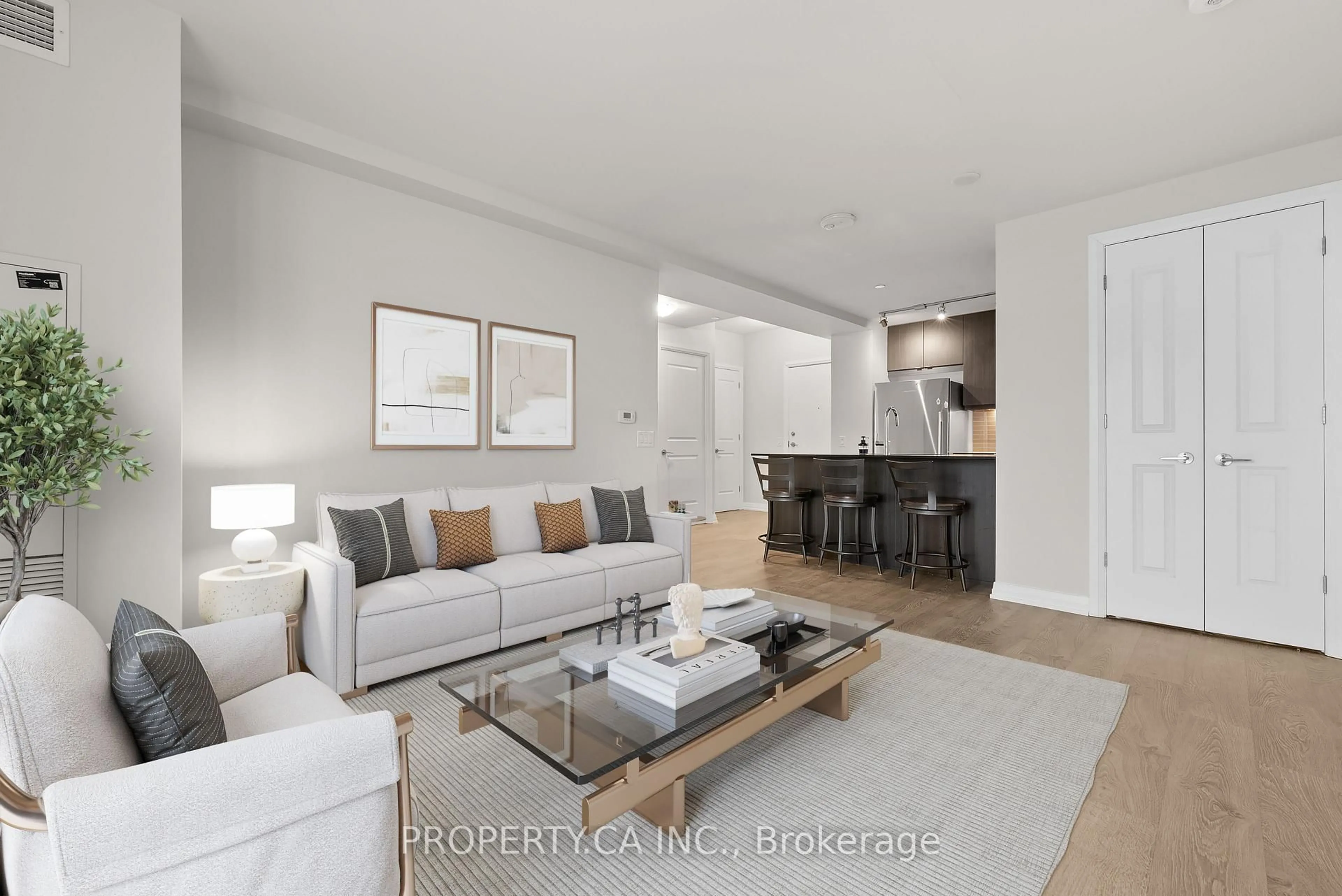 Living room with furniture, unknown for 50 Thomas Riley Rd #1002, Toronto Ontario M9B 0C5