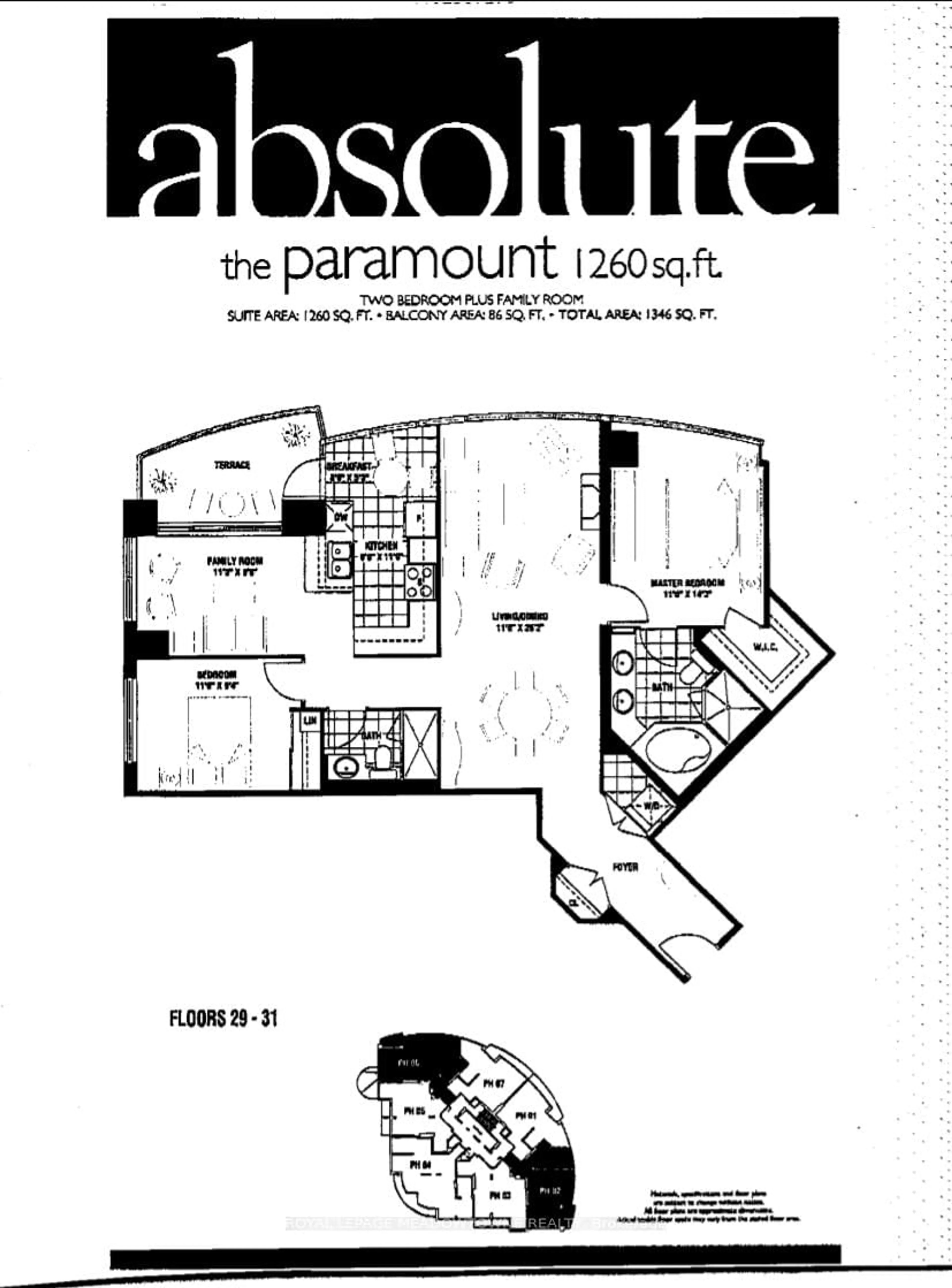 Floor plan for 70 Absolute Ave #2906, Mississauga Ontario L4Z 0A4
