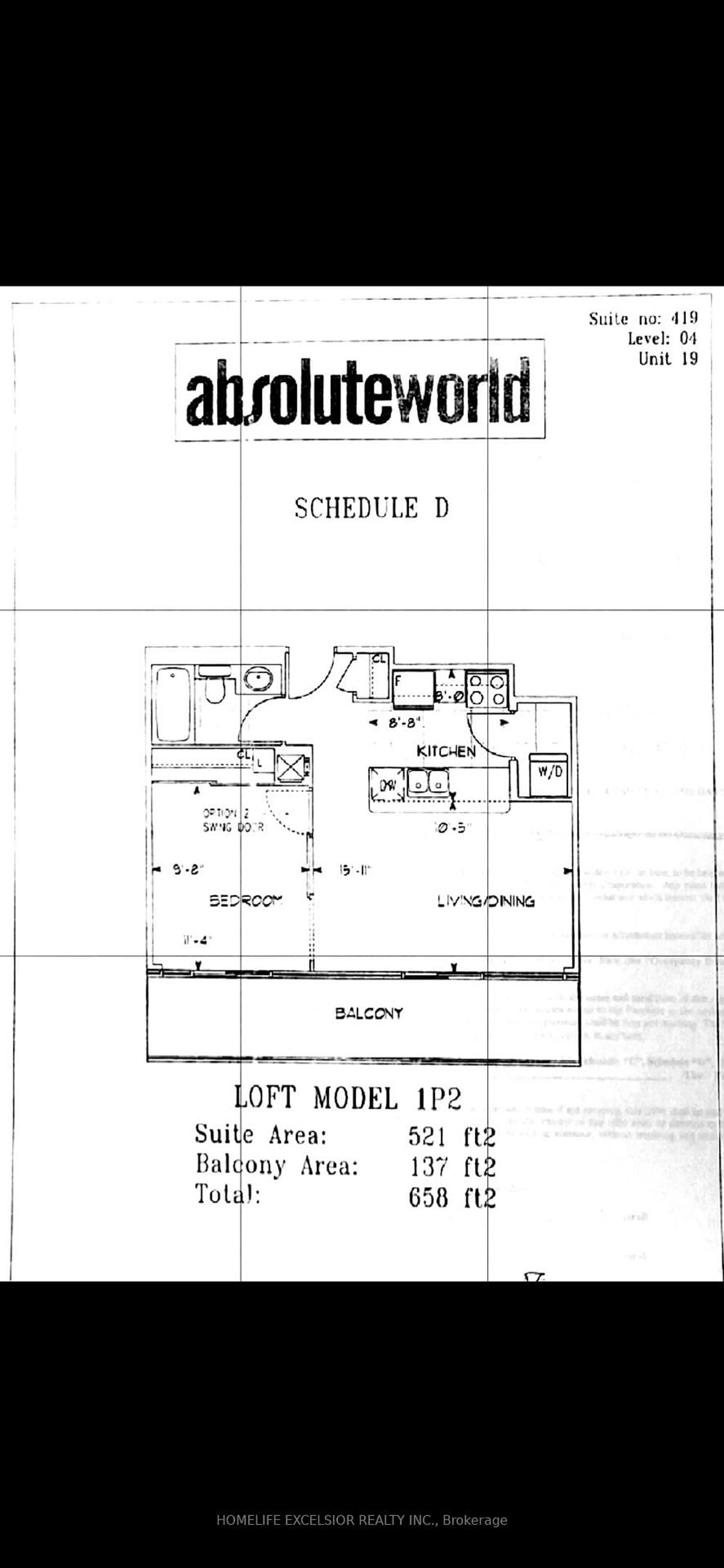 Floor plan for 4033 Hurontario St #419, Mississauga Ontario L4Z 0B8