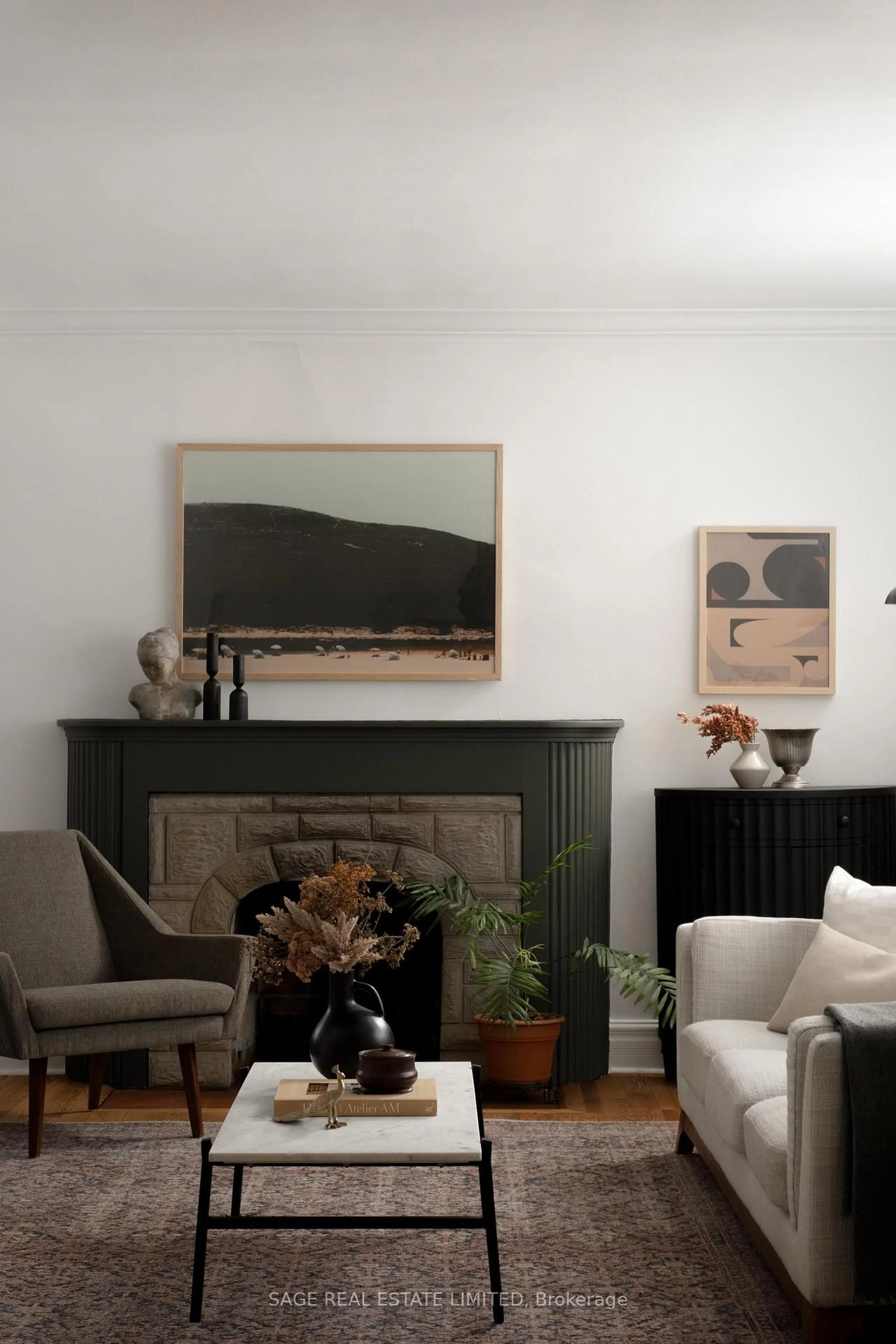 Living room with furniture, wood/laminate floor for 195 Clearbrooke Circ, Toronto Ontario M9W 2G5