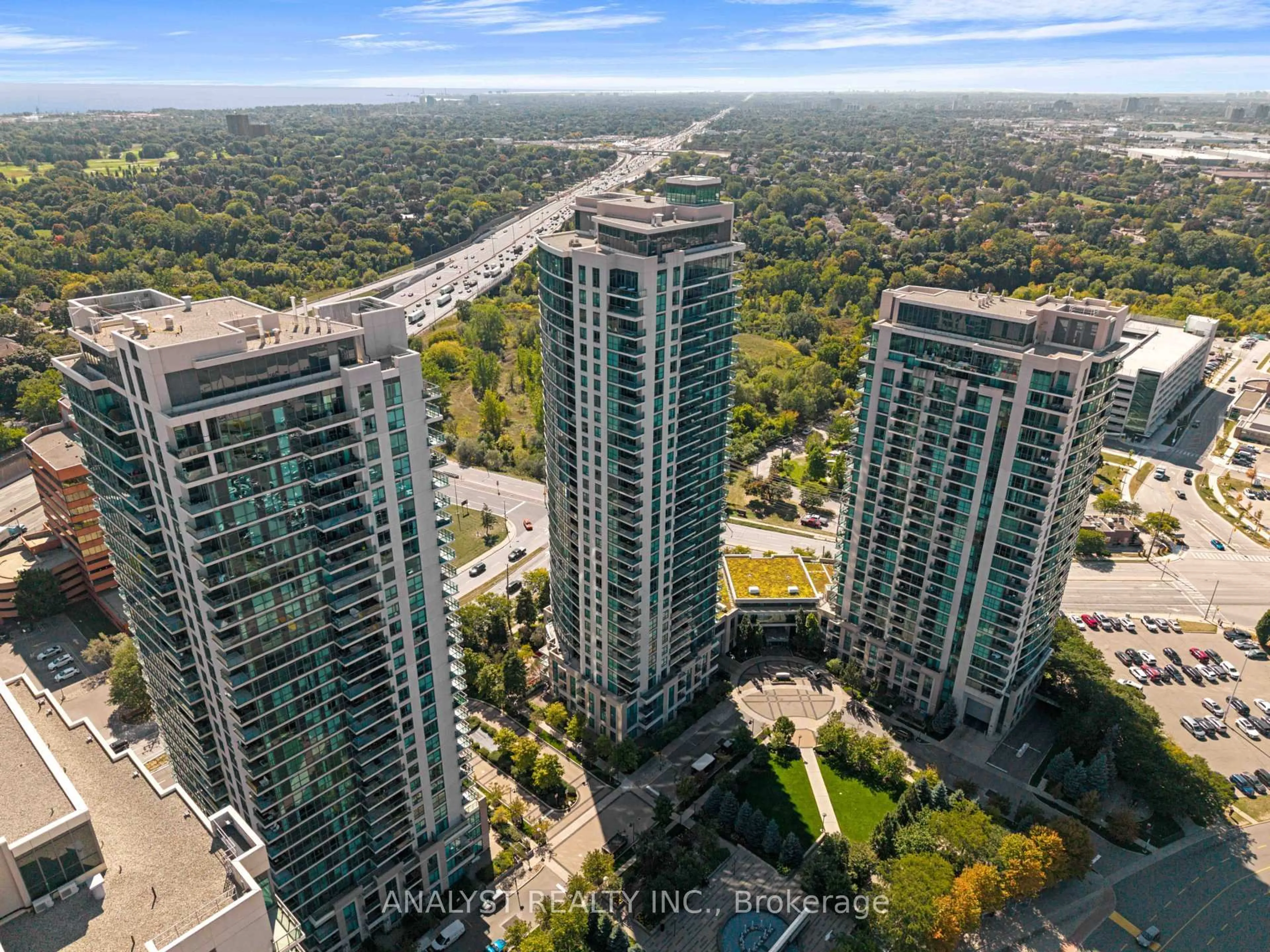 A pic from outside/outdoor area/front of a property/back of a property/a pic from drone, city buildings view from balcony for 225 Sherway Gardens Rd #2802, Toronto Ontario M9C 0A3