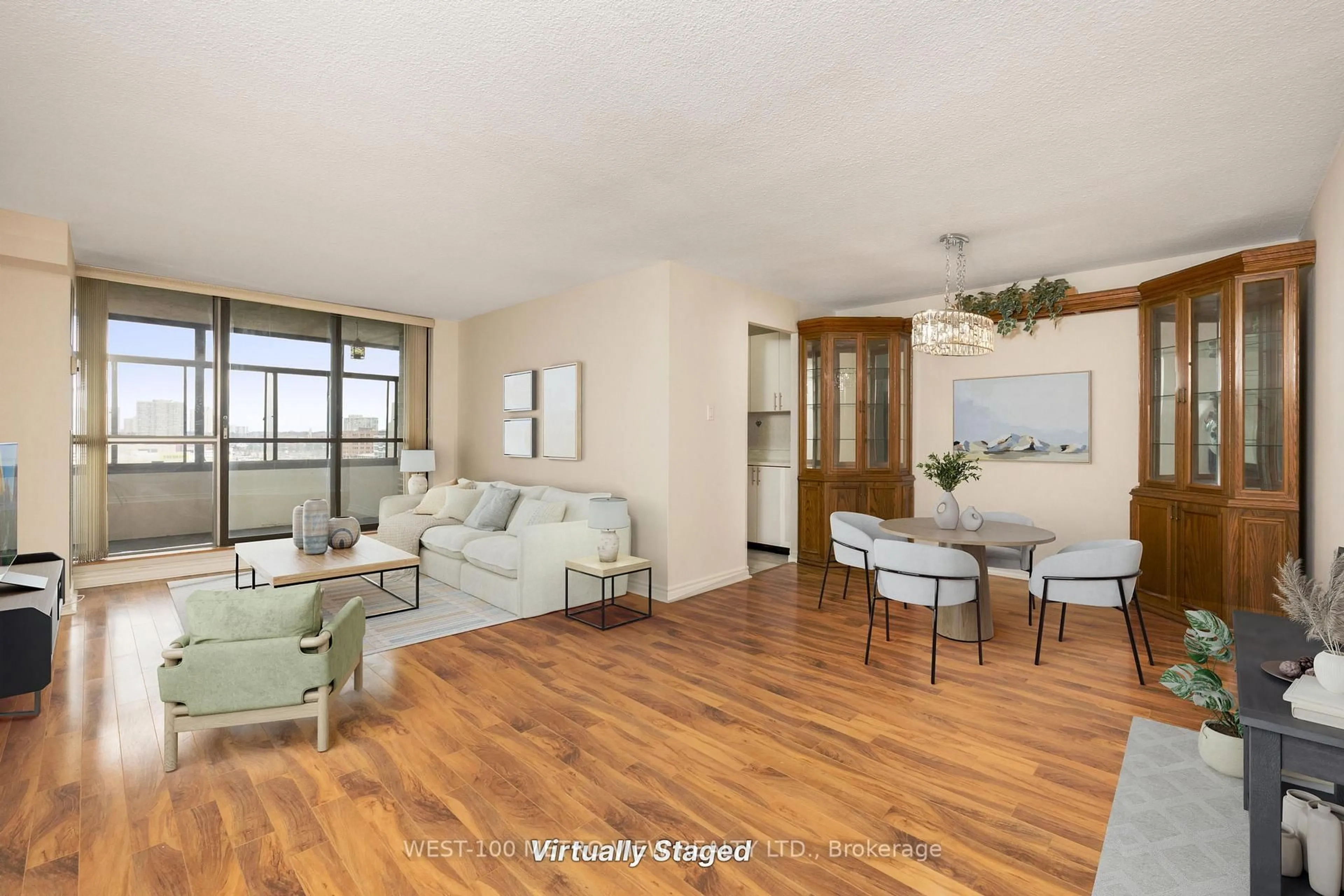 Living room with furniture, wood/laminate floor for 15 Kensington Rd #908, Brampton Ontario L6T 3W2