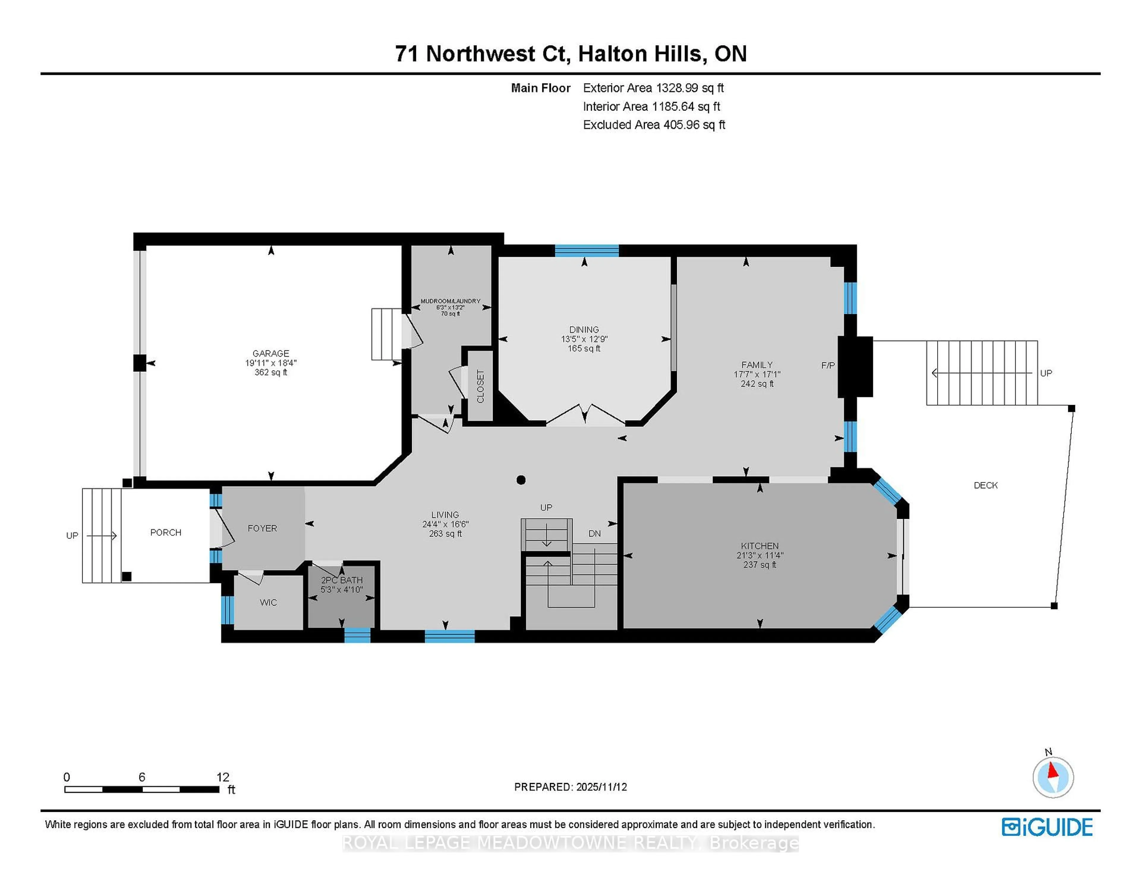 Floor plan for 71 Northwest Crt, Halton Hills Ontario L7G 0K7
