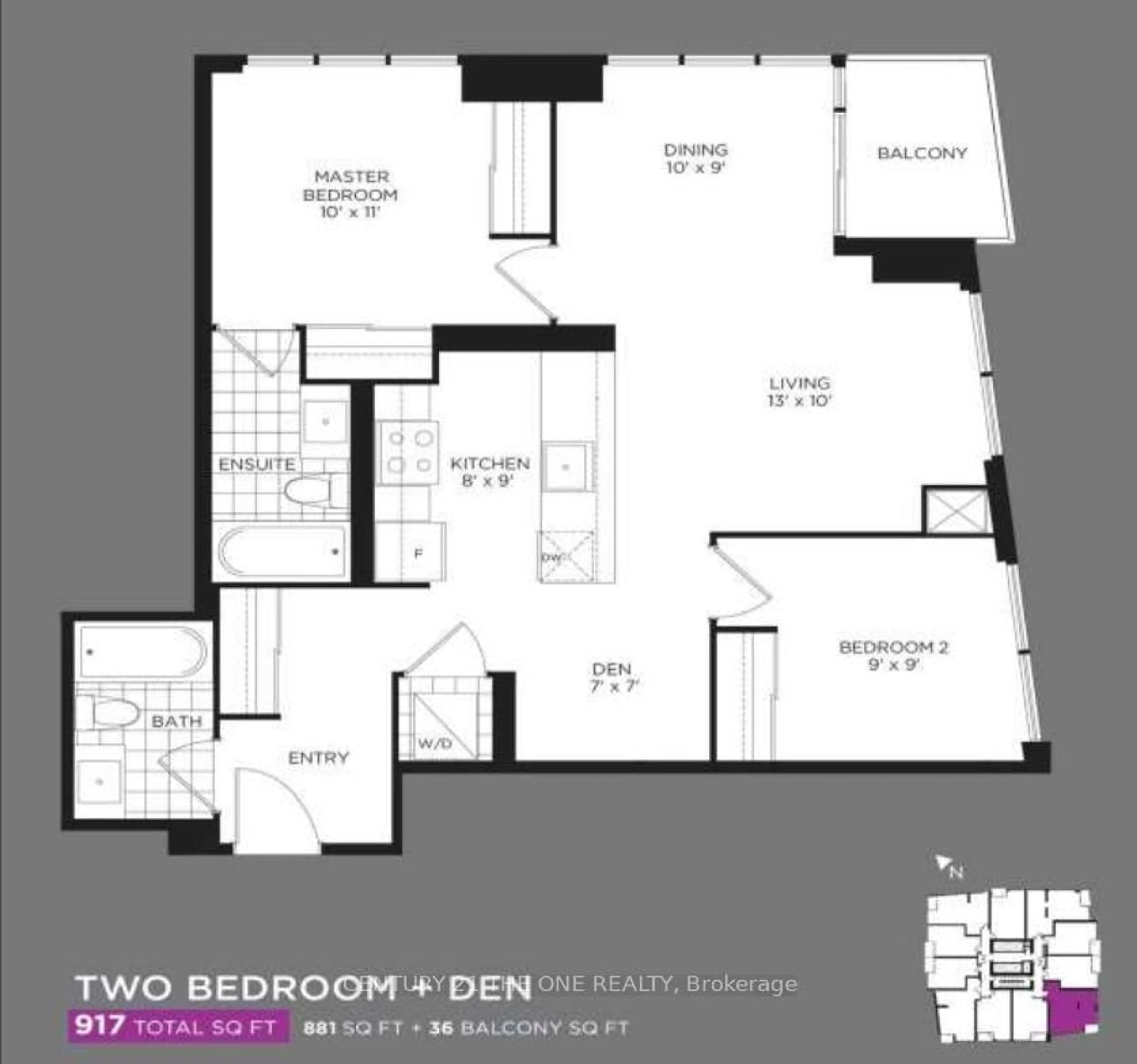 Floor plan for 4011 Brickstone Mews #4010, Mississauga Ontario L5B 0J7