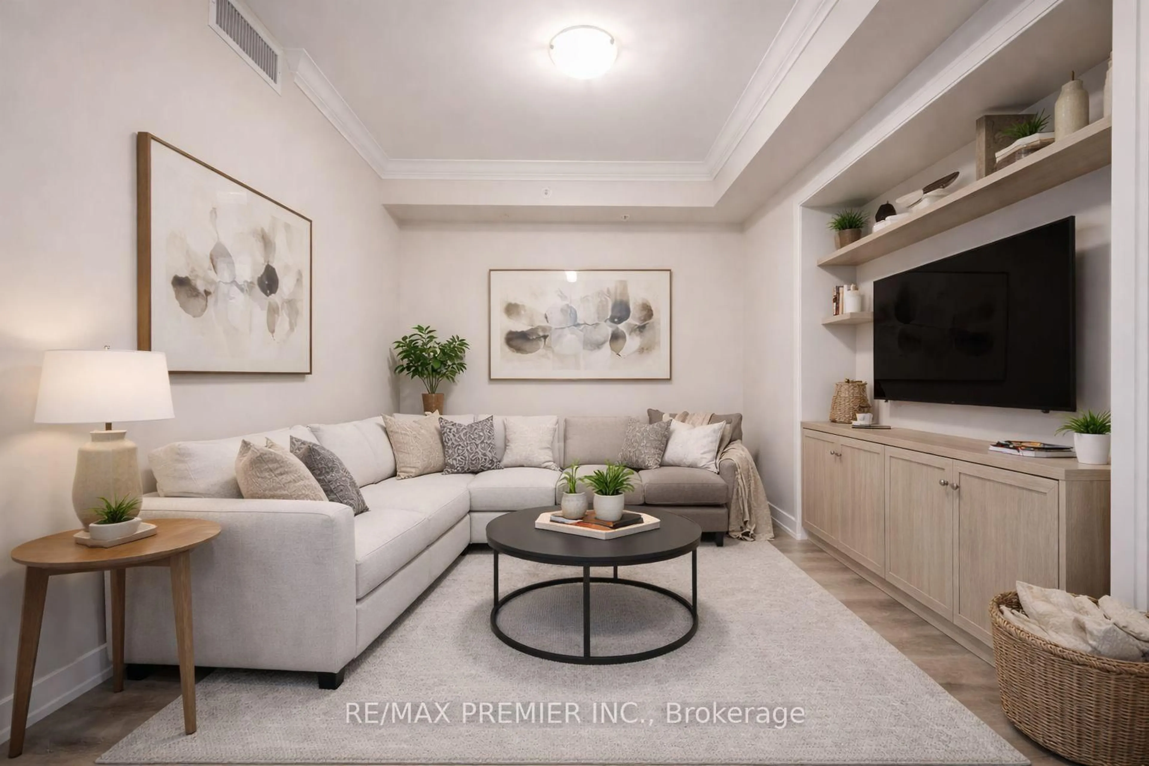 Living room with furniture, unknown for 840 Queens Plate Dr #1405, Toronto Ontario M9W 0E7