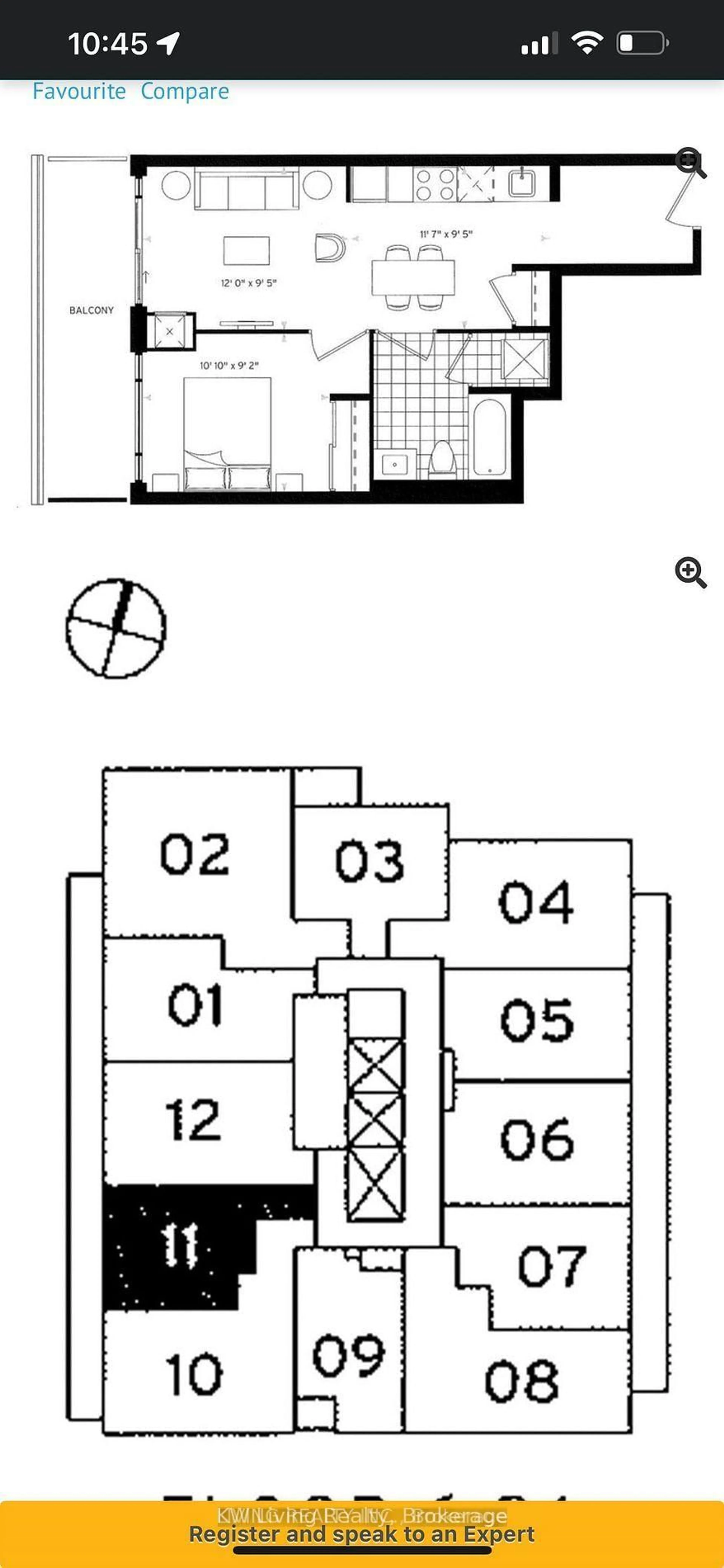 Floor plan for 30 Samuel Wood Way #1211, Toronto Ontario M9B 0C9