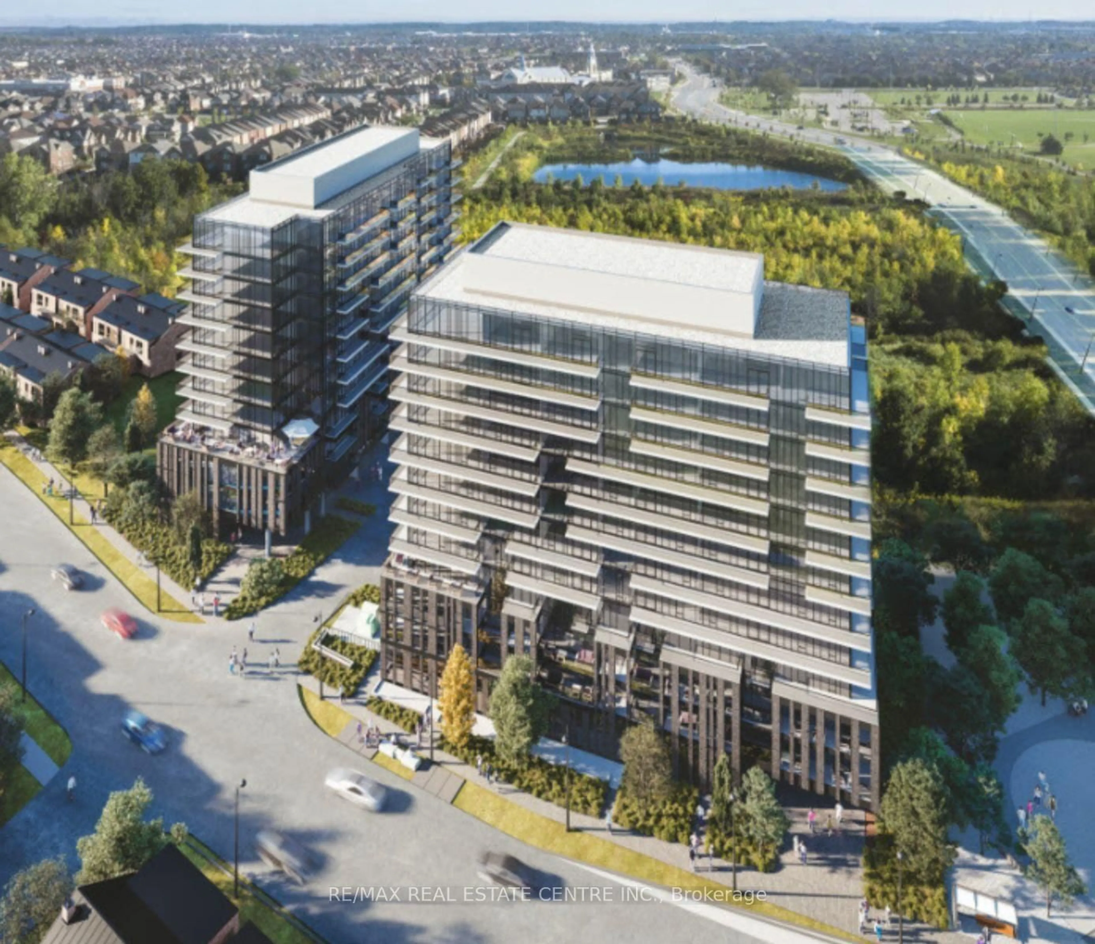 A pic from outside/outdoor area/front of a property/back of a property/a pic from drone, building for 225 Veterans Dr #404, Brampton Ontario L7A 5L7