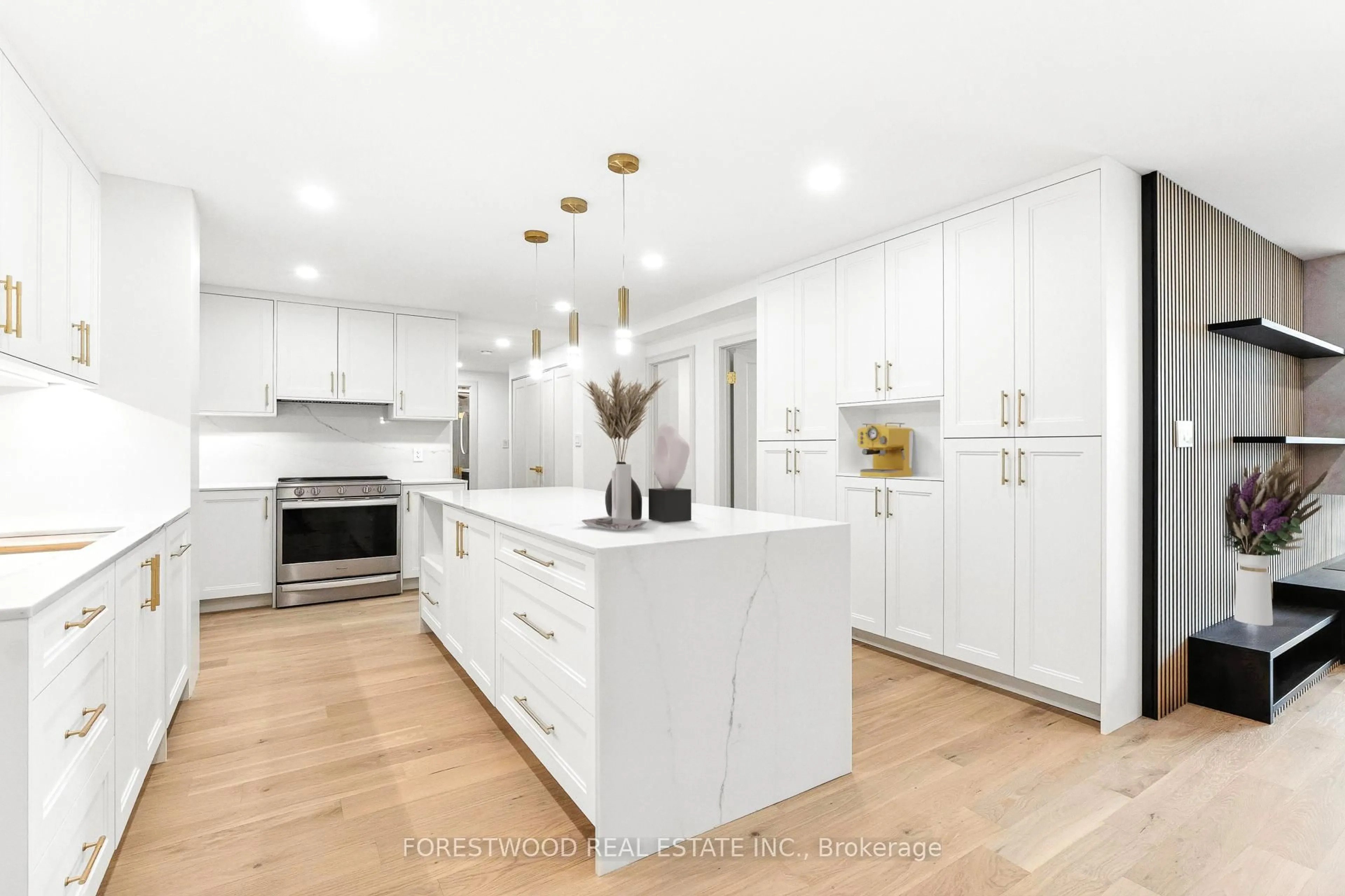 Contemporary kitchen, wood/laminate floor for 299 Mill Rd #205, Toronto Ontario M9C 4V9