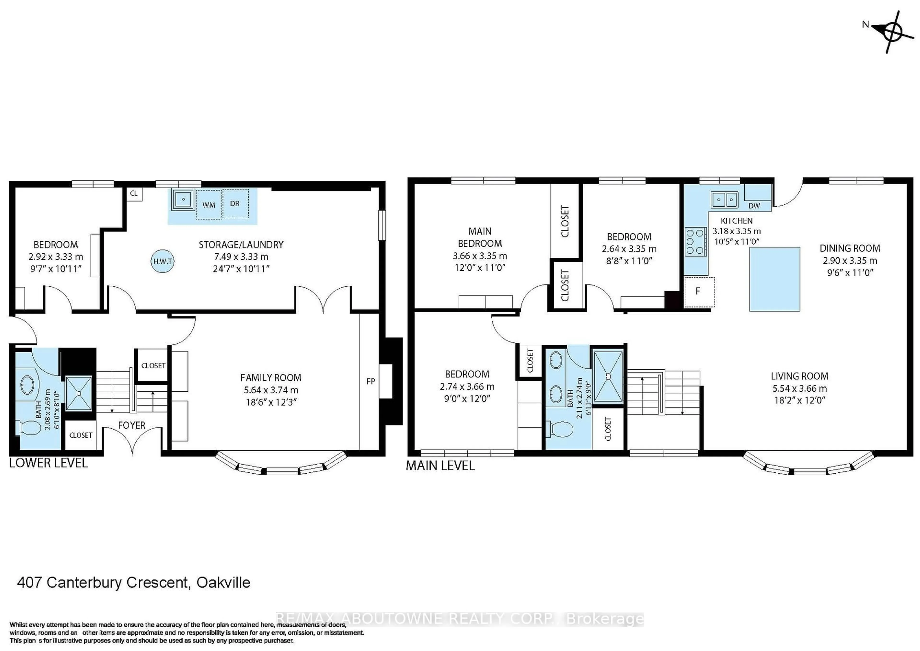 Floor plan for 407 Canterbury Cres, Oakville Ontario L6J 5K8