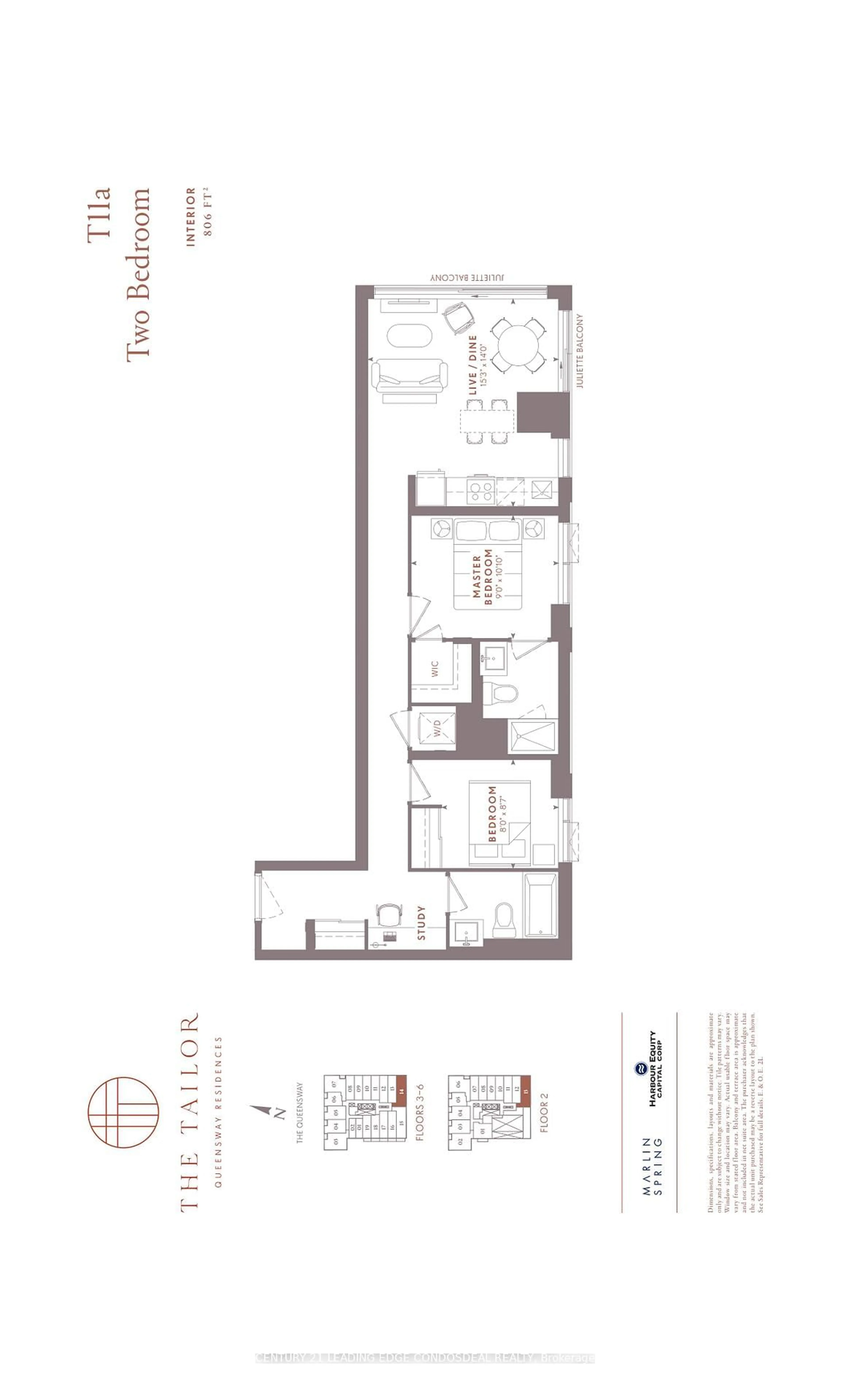 Floor plan for 1195 The Queensway #213, Toronto Ontario M8Z 0H1