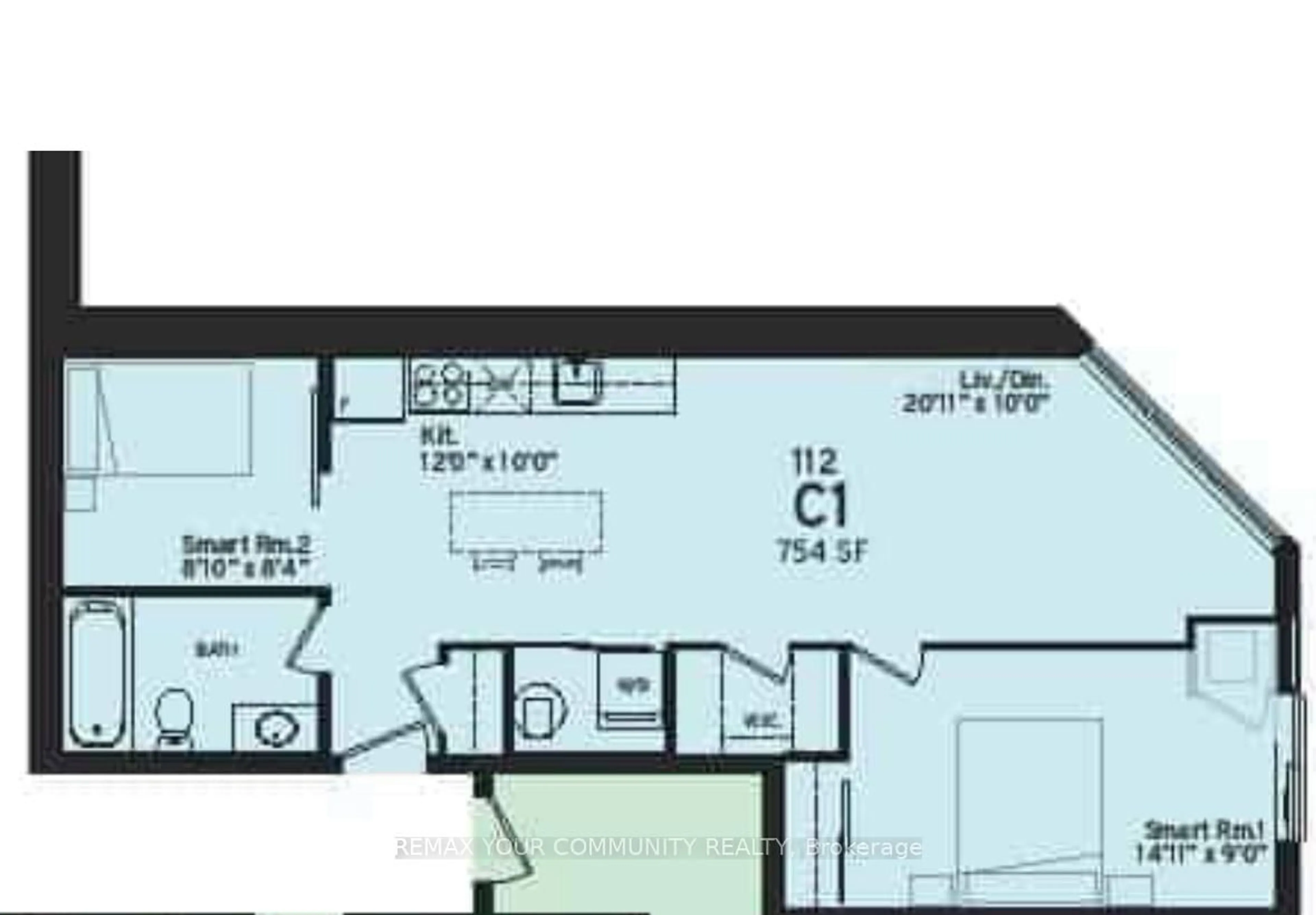 Floor plan for 2433 Dufferin St #112, Toronto Ontario M6E 3T3