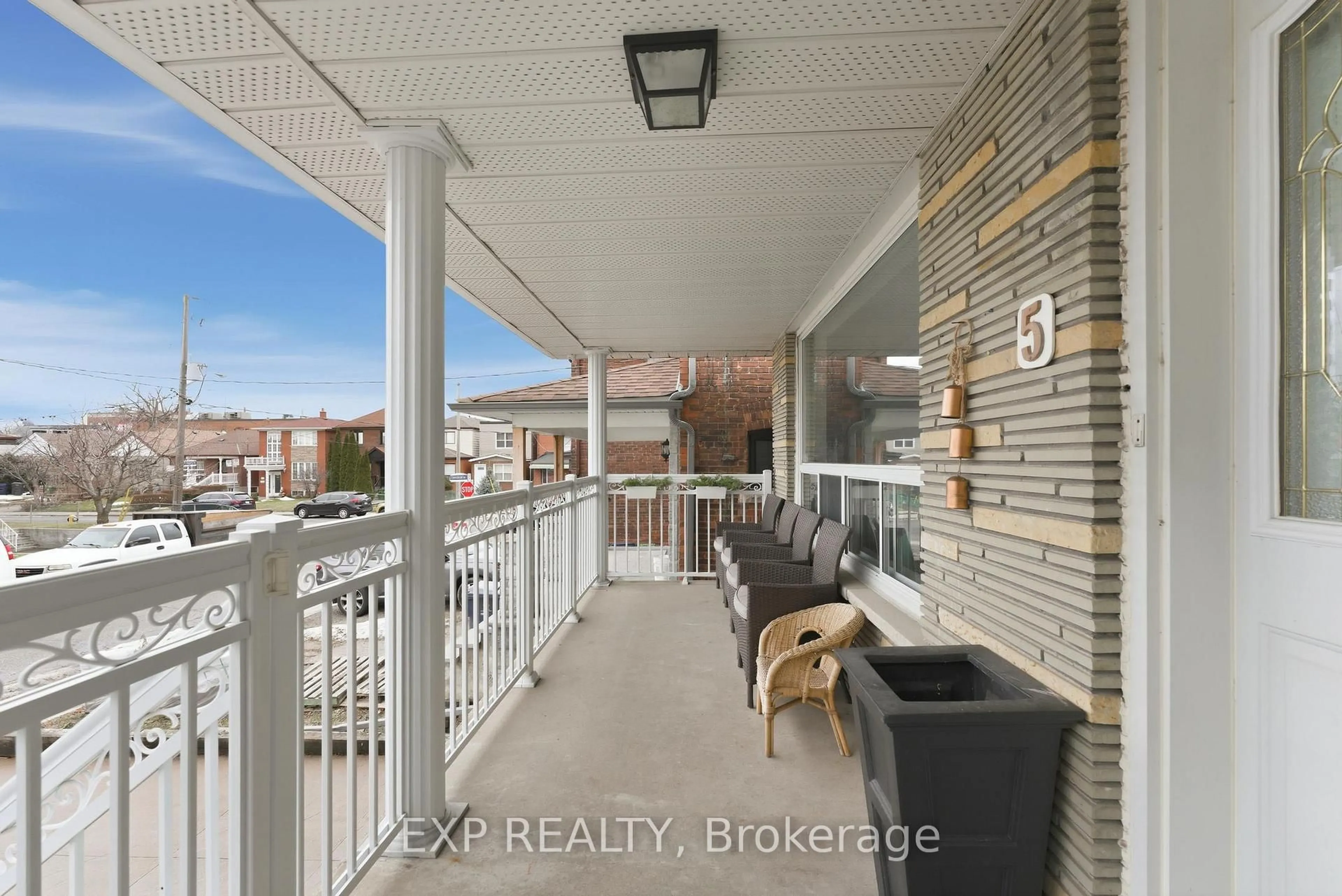 Balcony in the apartment, city buildings view from balcony for 5 Hatherley Rd, Toronto Ontario M6E 1V8