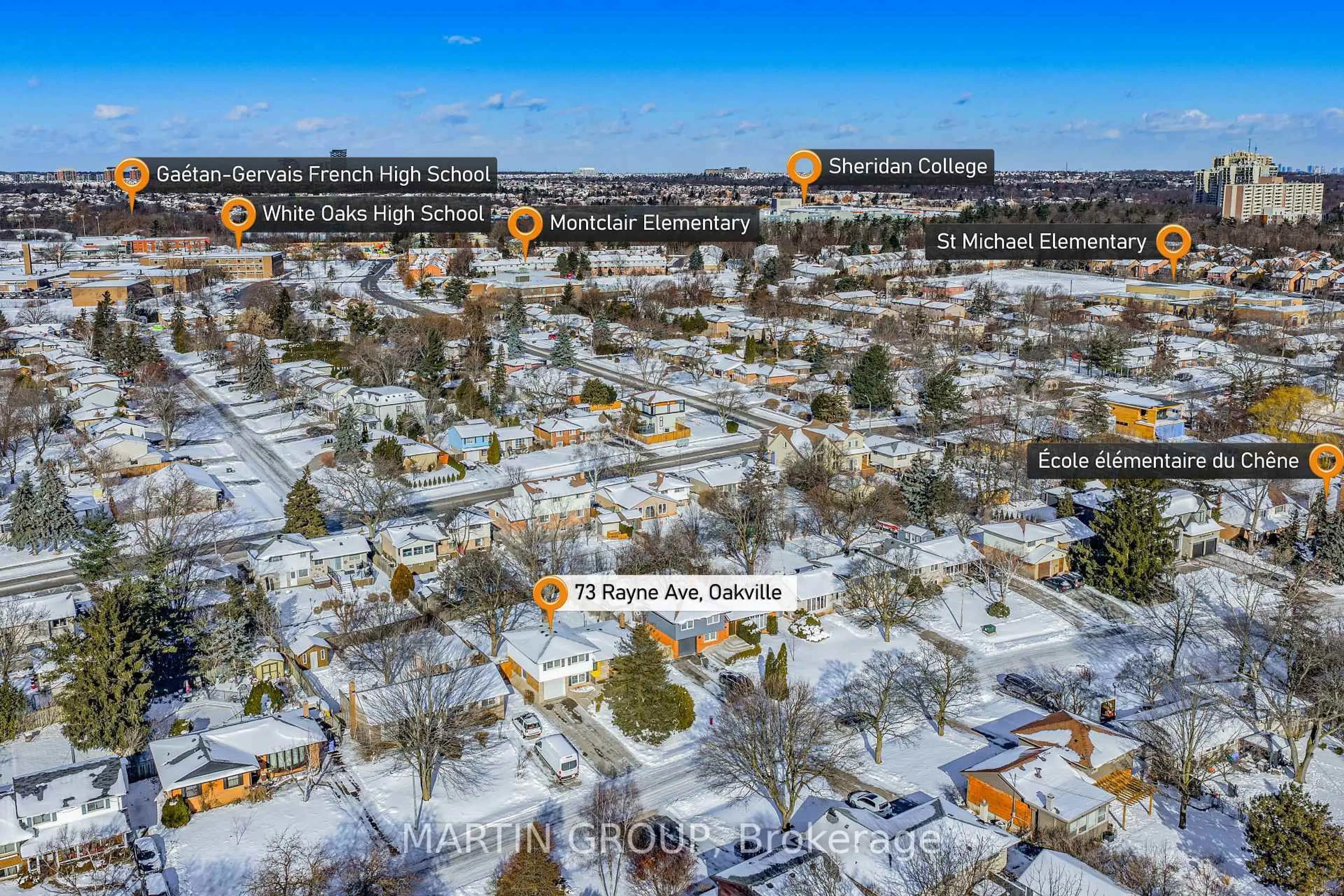 A pic from outside/outdoor area/front of a property/back of a property/a pic from drone, street for 73 Rayne Ave, Oakville Ontario L6H 1C1