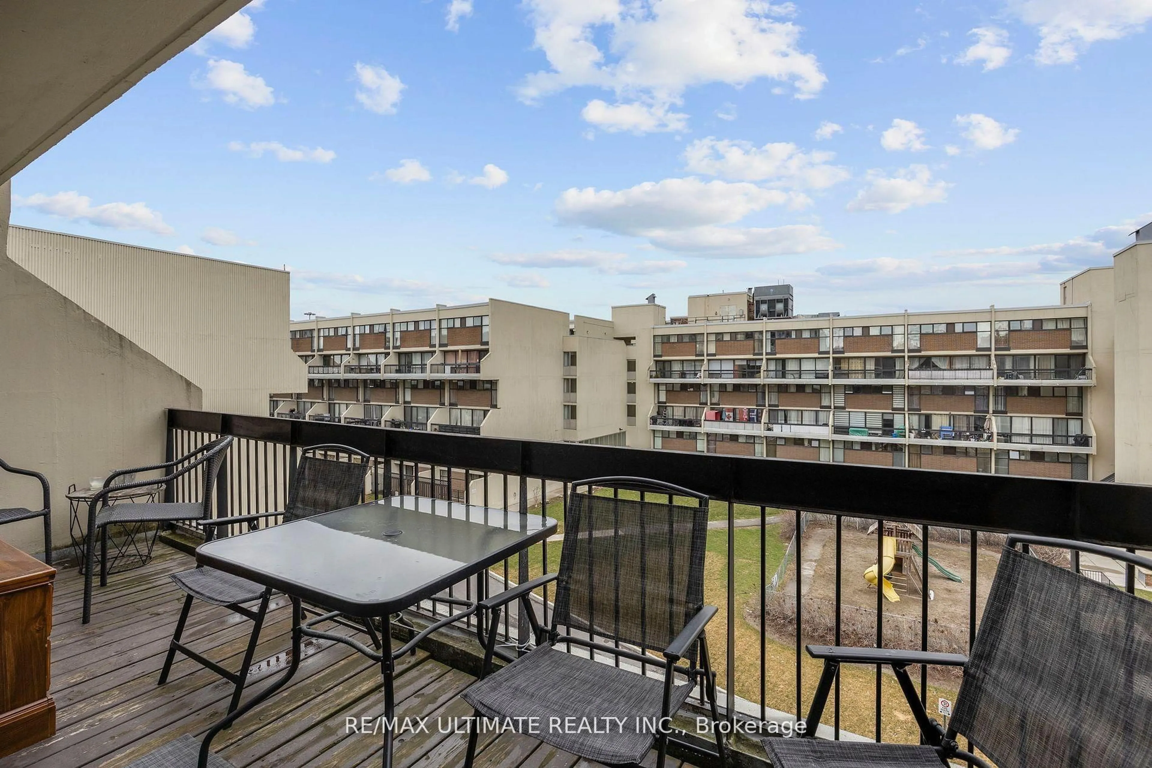 Balcony in the apartment, city buildings view from balcony for 2 Valhalla Inn Rd #332, Toronto Ontario M9B 6C3