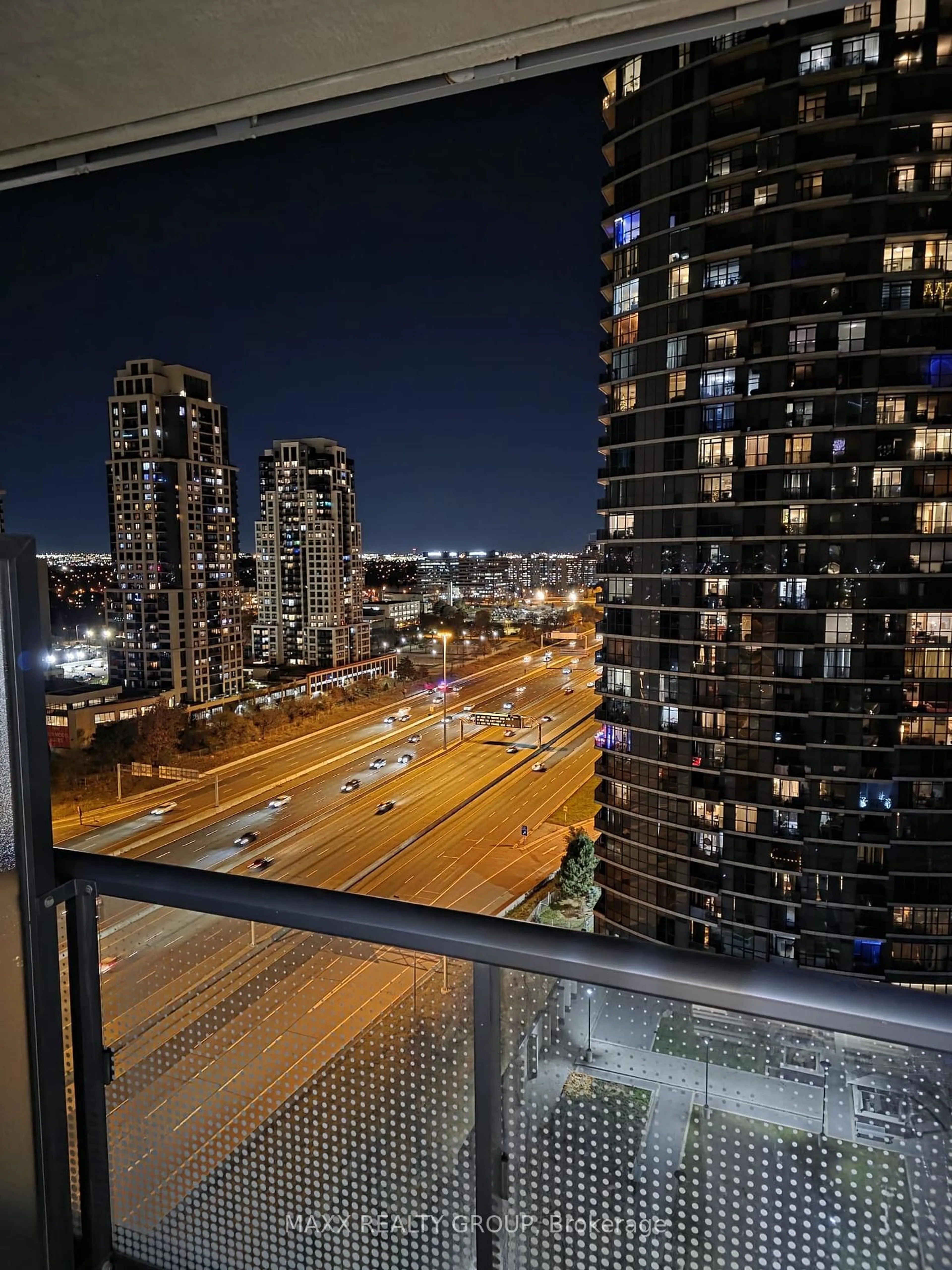 Balcony in the apartment, city buildings view from balcony for 30 Gibbs Rd #1804, Toronto Ontario M9B 0E4
