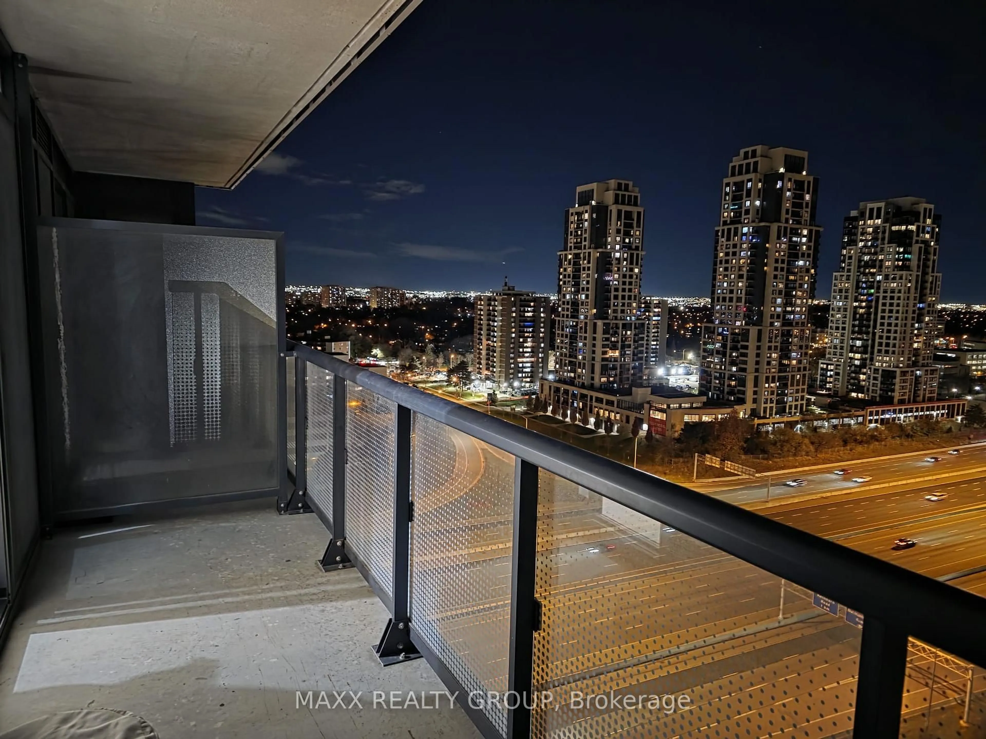 Balcony in the apartment, city buildings view from balcony for 30 Gibbs Rd #1804, Toronto Ontario M9B 0E4