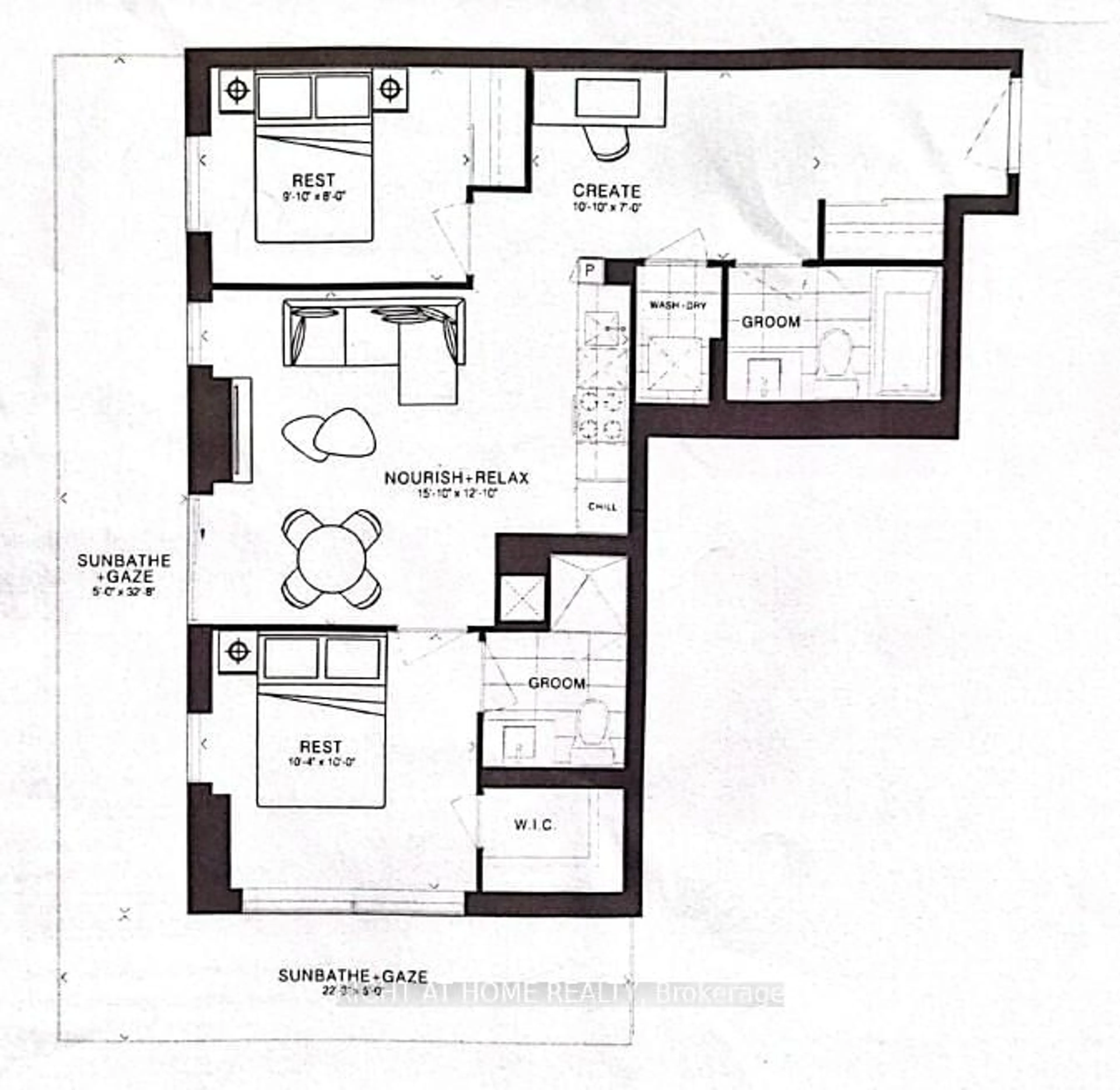 Floor plan for 251 Manitoba St #908, Toronto Ontario M8Y 0C7