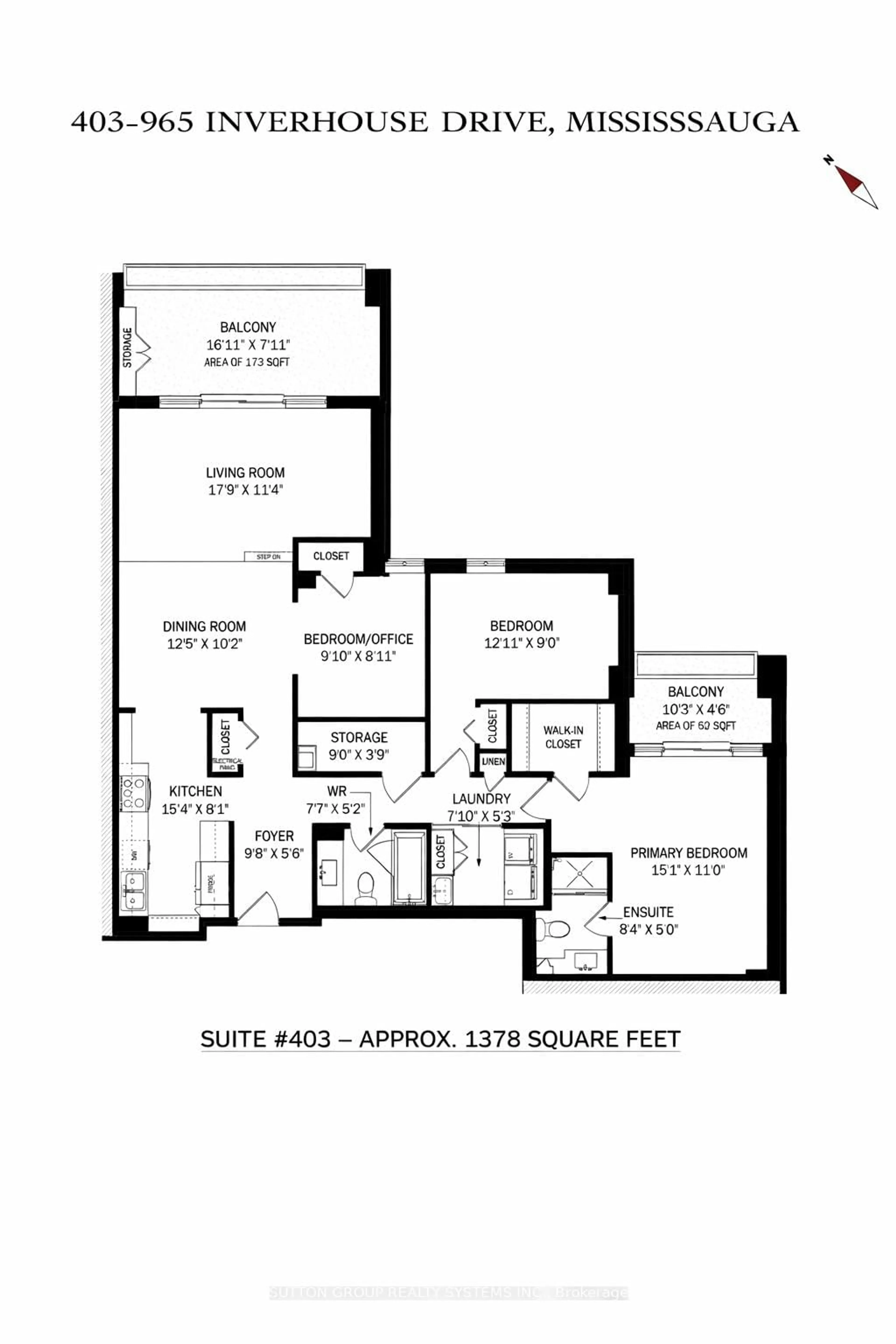 Floor plan for 965 Inverhouse Dr #403, Mississauga Ontario L5J 4B4